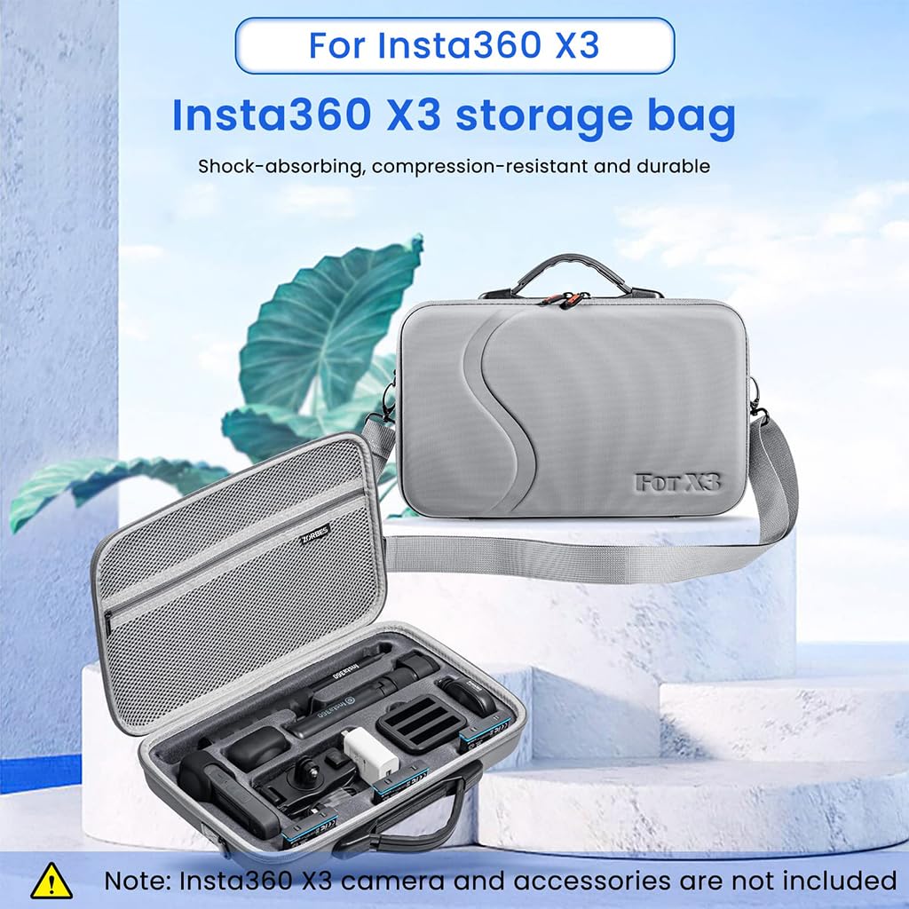 ZORBES Insta360 X3 Carrying Case with Strap Hard Case Storage Bag, Waterproof Storage Bag Hard Shell Camera Bag Protective Travel Case for Insta360 X3 One, Insta 360 x3 Accessories Grey