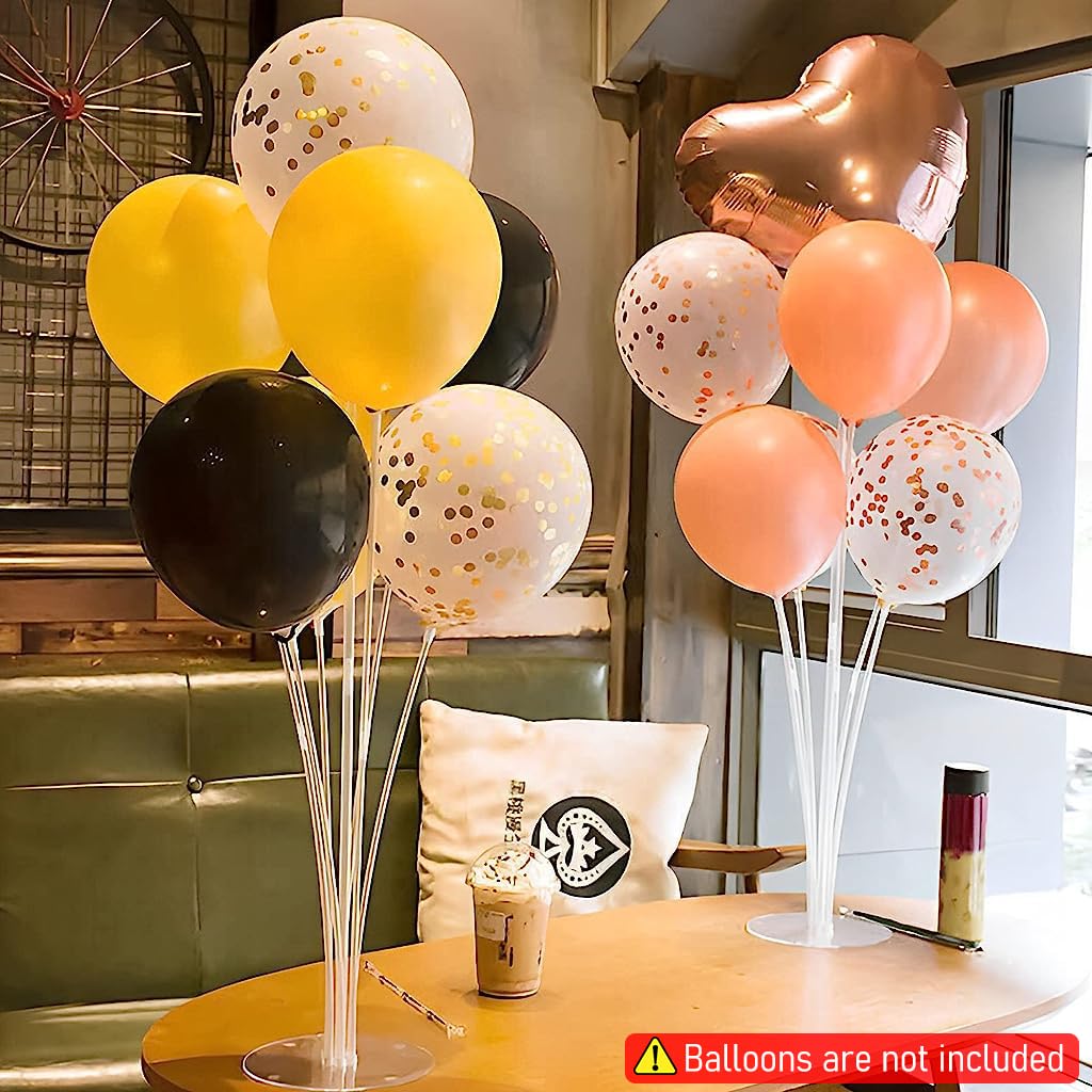 HASTHIP 6Pcs Balloon Stand for Decoration, Balloon Supplies with Dot Stickers Balloon Accessories, Balloon Sticks with Base for Table Birthday Baby Shower Graduation Party Decorations