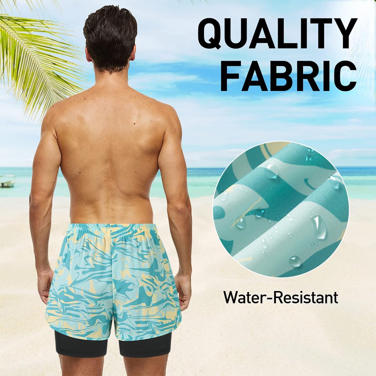 Proberos Swimming Trunk for Men, Elastic Double Layer Swimming Costume with Pockets for Men, Quick Dry Outdoor Shorts for Running, Skin Friendly Washable Four Way Stretch (2XL)