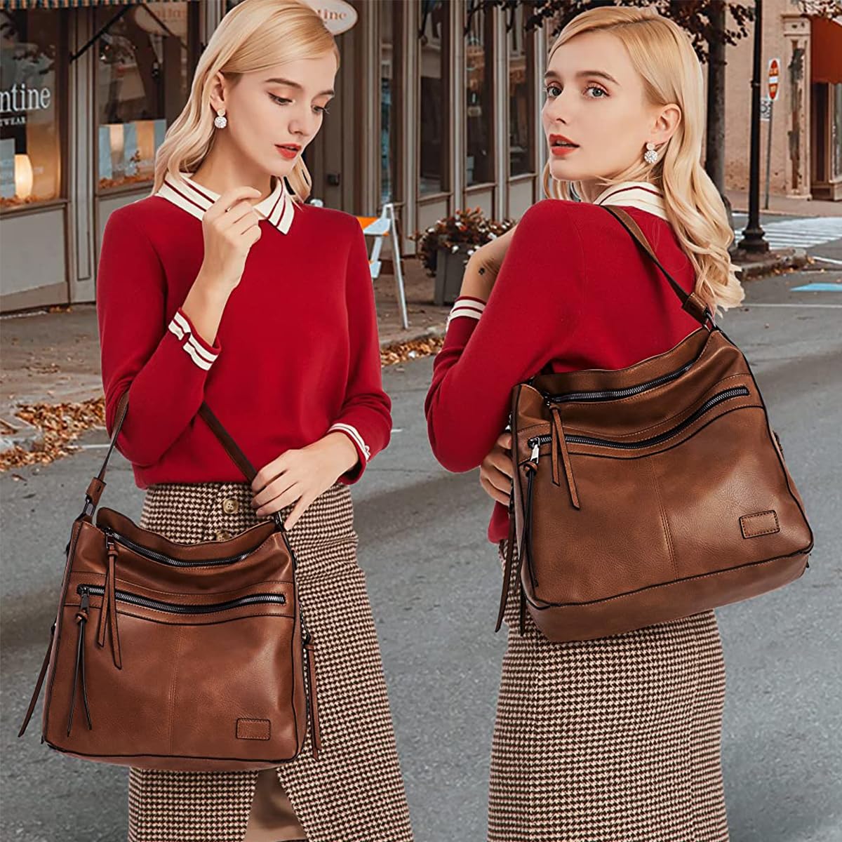 PALAY Hobo Bags for Women Handbag Soft Vegan Leather Tote Bag for Travel Large Capacity Commuter Bag, Shoulder Bag with Purse Gift for Ladies