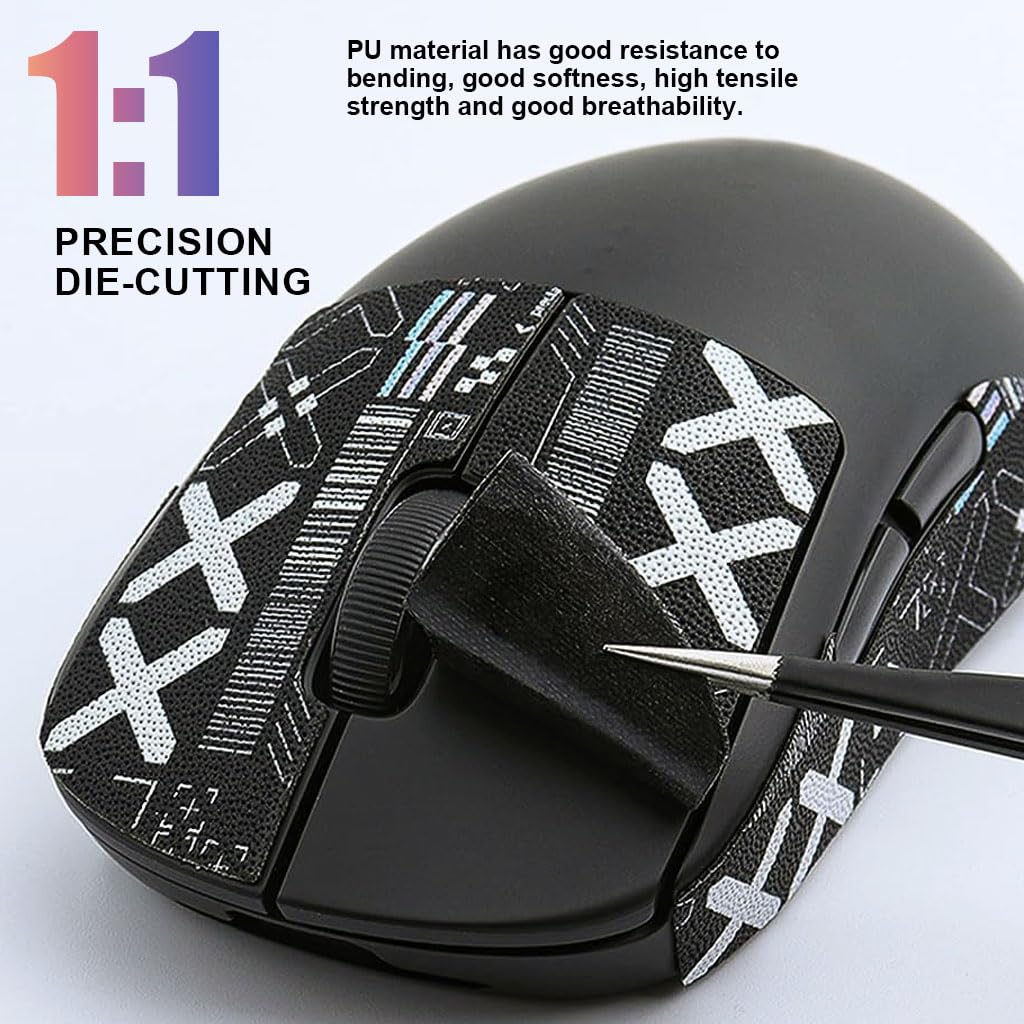 ZORBES Mouse Grip Tape for Logitech G Pro X Superlight Wireless Mouse Pre-Cutted Self-Adhesive Mouse Grip Tape Sweat-Proof Anti-Slip Non-Fading Gaming Mouse Tape Skin Cool Pattern Mice, Mouse is NOT Included
