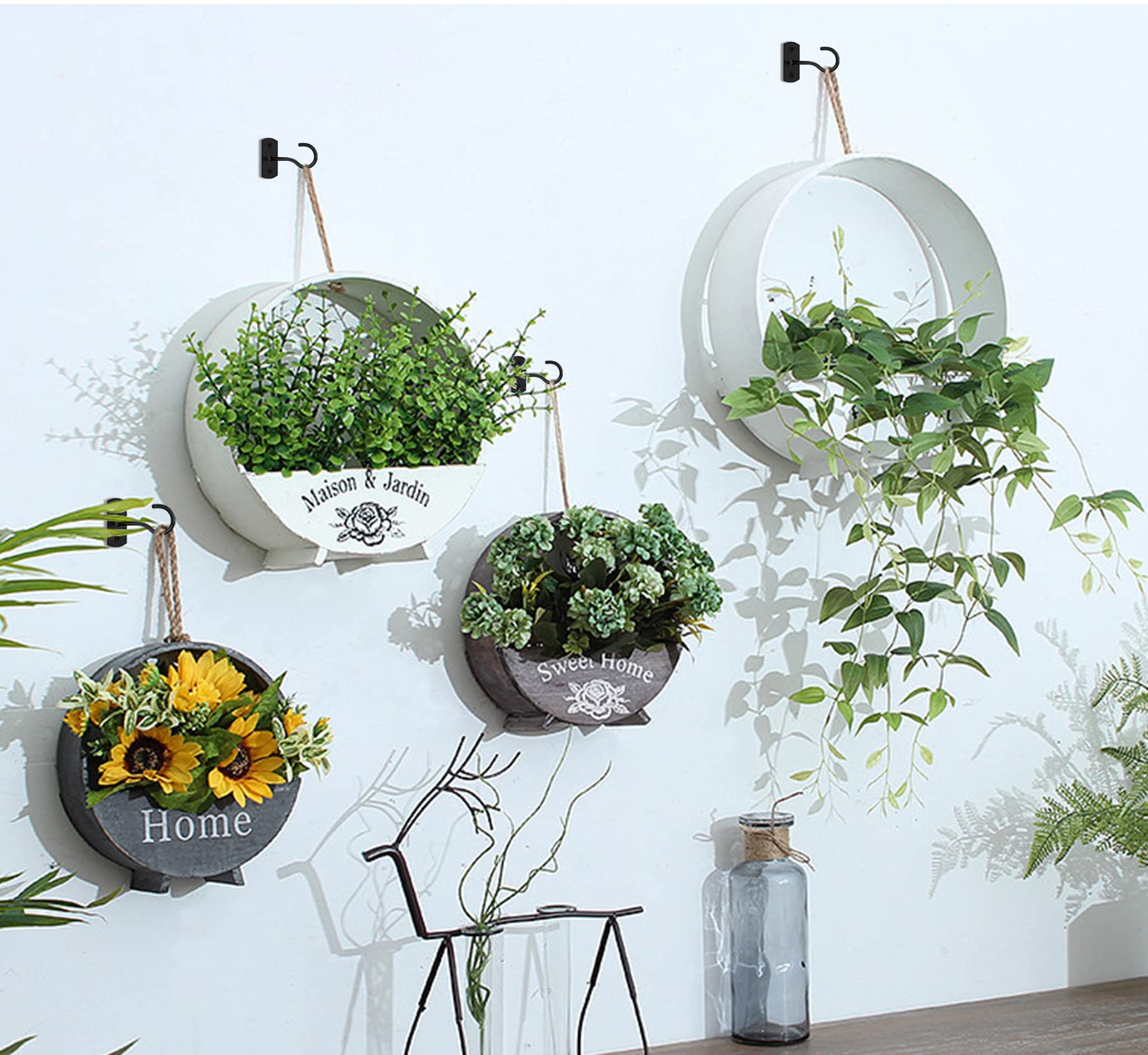 HASTHIP 2Pcs Ceiling Hooks Wall Hooks for Hanging Planters Screw Fixed Metal Hanging Hooks Gardening Hanging Planters Hooks Utility Ceiling Hooks for Gardening Decoration