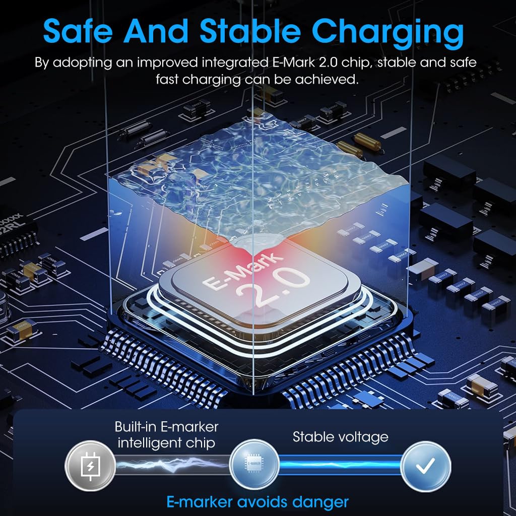 Verilux 6.6ft Type C to Type C Cable, Type C Cable with LCD Display Support PD 240W Fast Charging & Data Transfer TYPE-C to TYPE-C Cable Compatible with MacBook Pro/iPad Pro/iPad Air/GalaxyS20