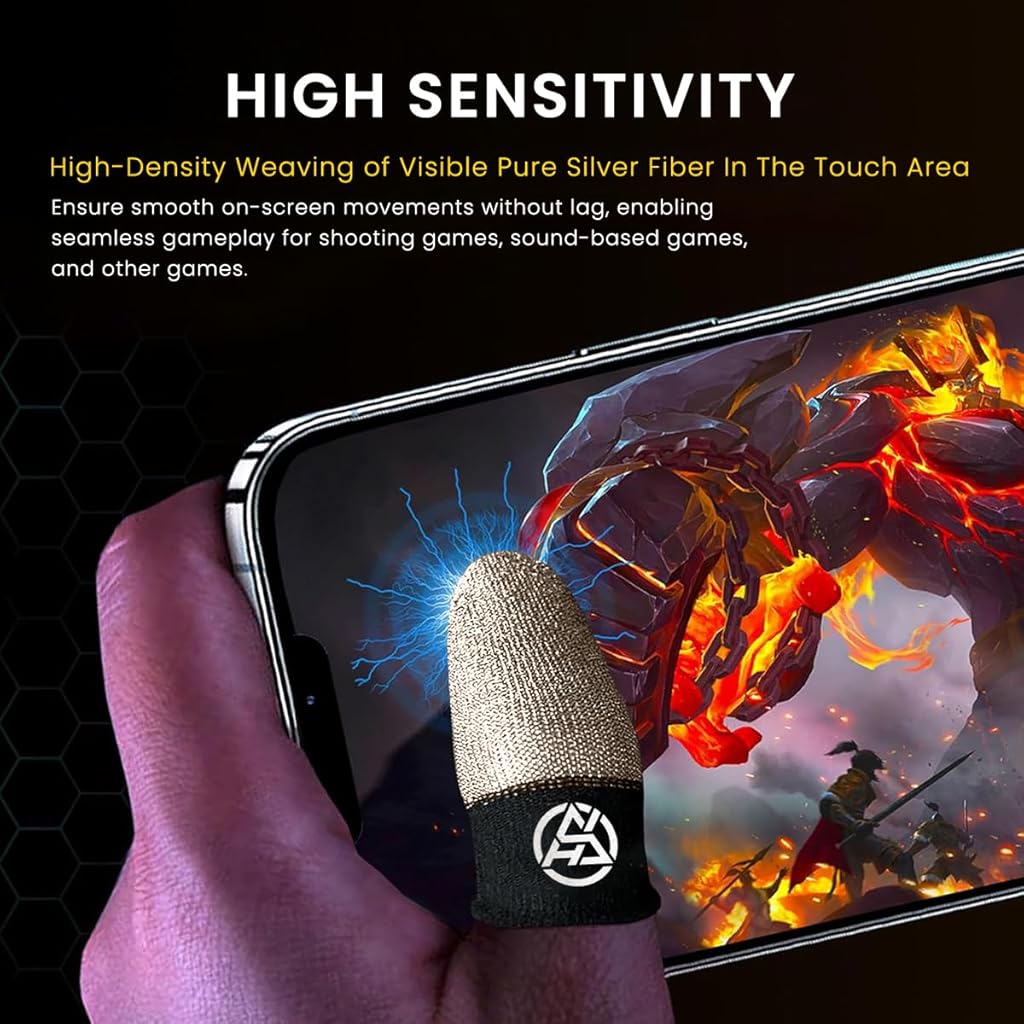 ZORBES® 4Pcs Gaming Finger Cot Gaming Finger Sleeves High Sensitivity Silver Fiber Gaming Finger Sleeves for Mobile Game, Pubg, Cod, Freefire & Fortnite