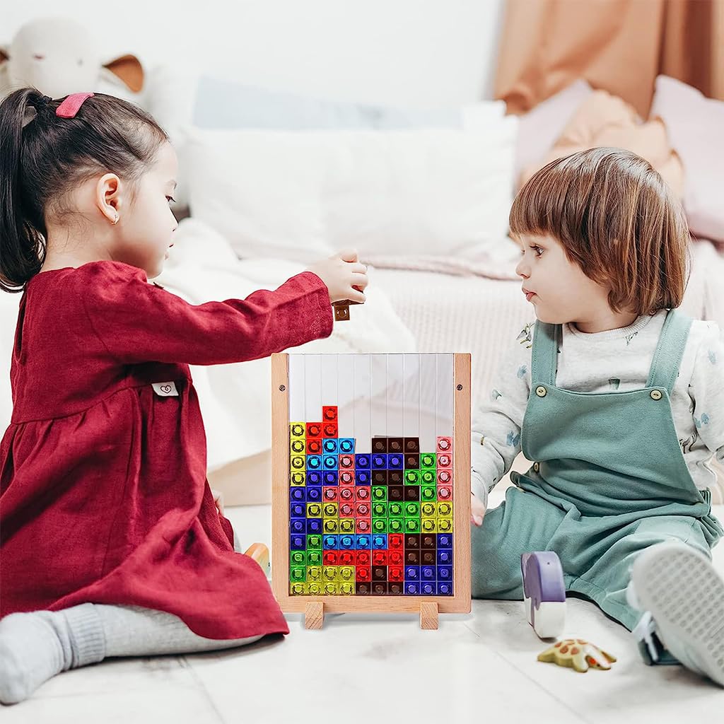 PATPAT Tetris Puzzle Game Toy Wooden Puzzle Toy for Kids Brain Teaser Toy Puzzle Game Fine Motor Skill Toy Busy Toy for Kids Gift Toy for Kids 3-10 Years Old