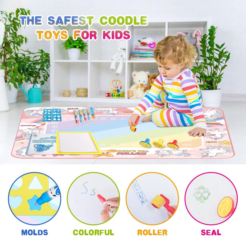 PATPAT Water Doodle Mat 100*80cm Kids Water Painting Doodle Drawing Mat Writing Mess