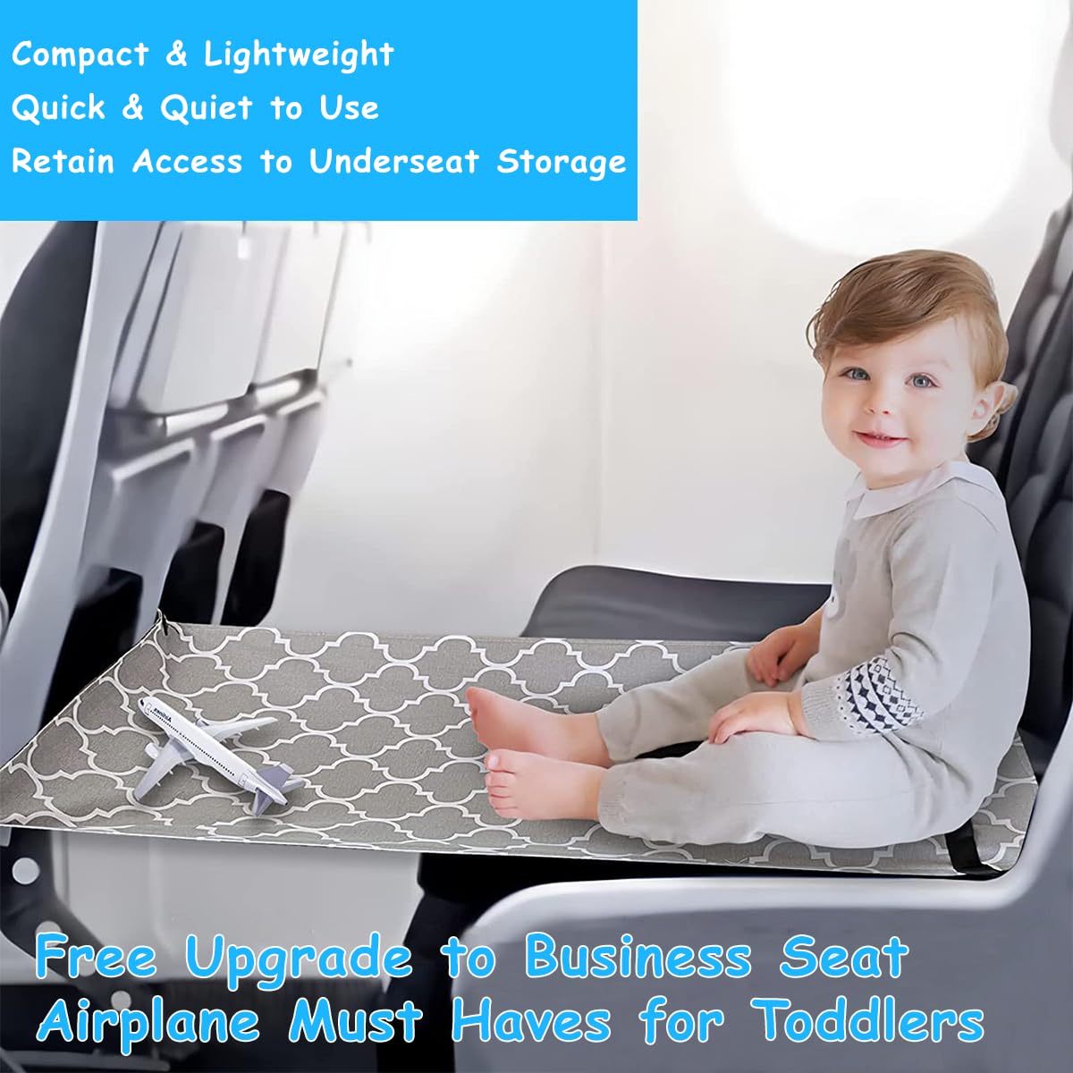 HASTHIP Airplane Footrest Kids Bed, Airplane Foot Hammock for Baby Toddler with Anti-Slip Design, Baby Car Bed Airplane Seat Extender, Portable Baby Travel Accessories for Baby 0-3 Years, 75 * 45cm