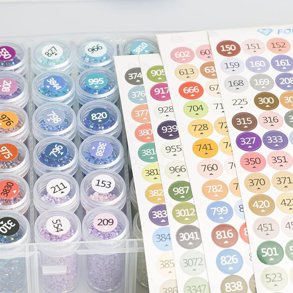 HASTHIP Self Adhesive Stickers, Diamond Painting Labels for Diamond Painting Classification, 447 Color Number Label Stickers for Jars, Blank Label for Containers