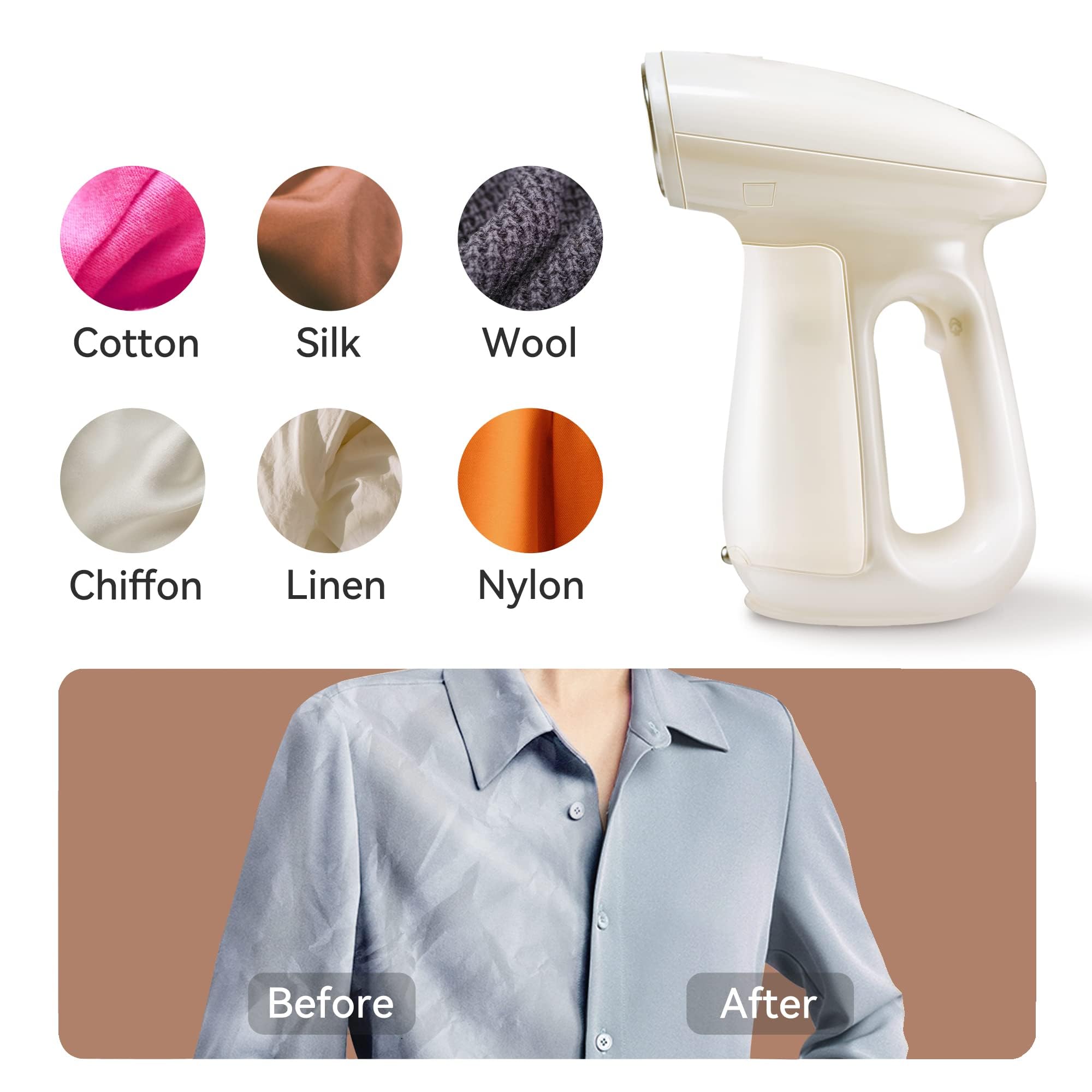Bear Garment Steam Iron for Clothes 1300W Fast Heat-up Portable Steam Iron Handheld Lightweight Cloth Wrinkles Remover Travel Iron Mini Hand Steamer for Clothes Built-in Aromatherapy Box with Brush