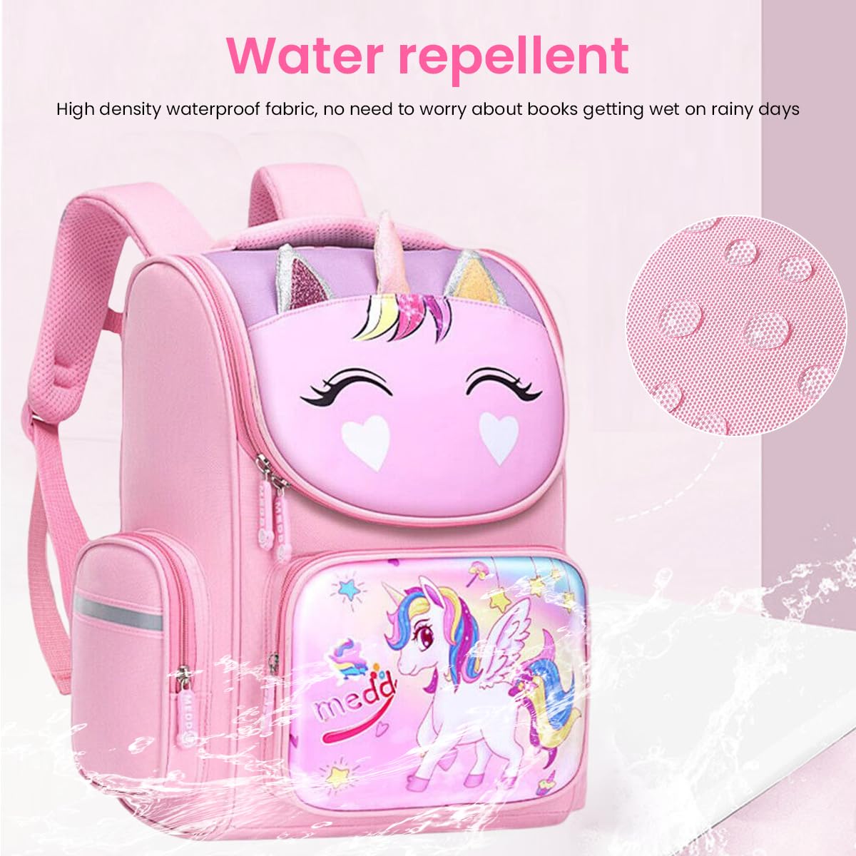 PALAY School Backpack for Girls Kids, Unicorn School Backpack Kids Large Capacity Girls Backpack for School, Travel, Camping, Burden-relief School Backpack for Kids (1-5 Grade) - Pink