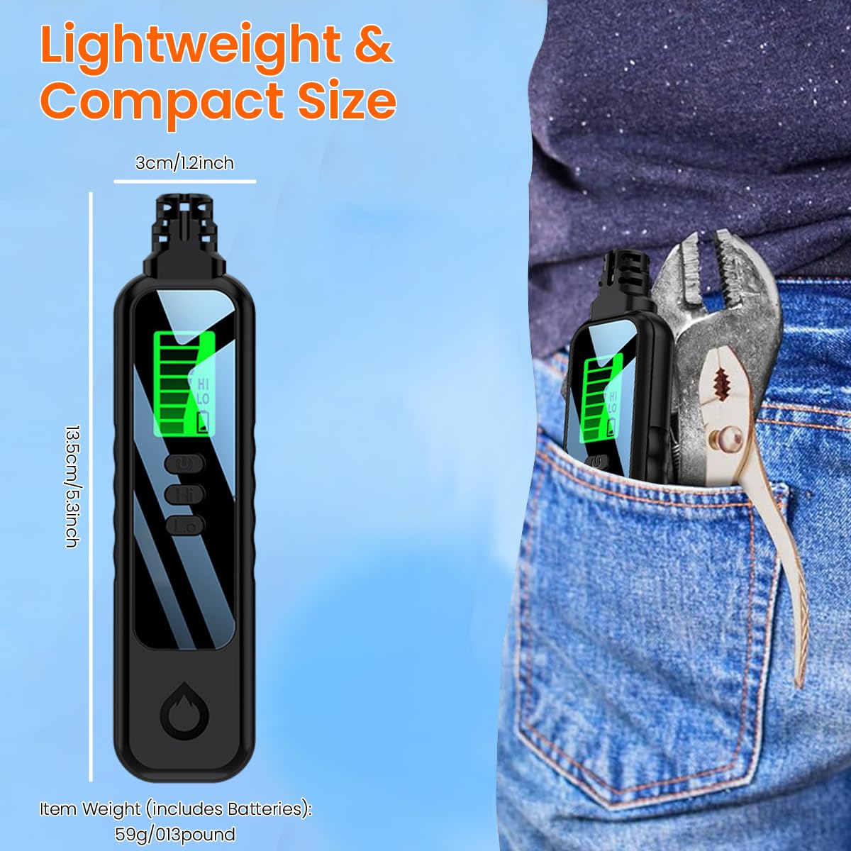 HASTHIP Gas Leak Detector Portable LCD Nature Gas Detector with Buzz Alarm High & Low Senstivity, Gas Sniffer to Locate Combustible Gas Leak Sources Like Methane, Propane(Battery Not Included)