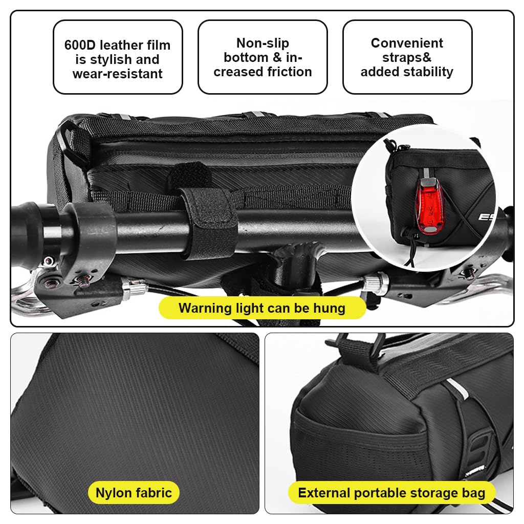 Proberos Bicycle Waterproof Bag, Bike Rear Rack Bag, Large Capacity Rear Rack Bag, Reflective Strip Design with Handle & Adjustable Fastening Strap (8L)