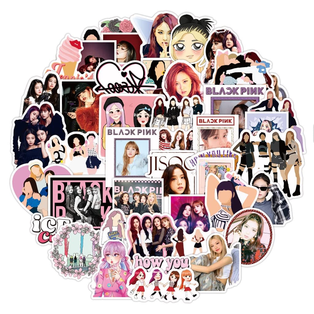 HASTHIP 100Pcs Blackpink Sticker Figures Set - Cool Fashionable Decorative Stickers for Sketchbook, Music Album, Laptop, and More! Perfect Gift for Blackpink Fans