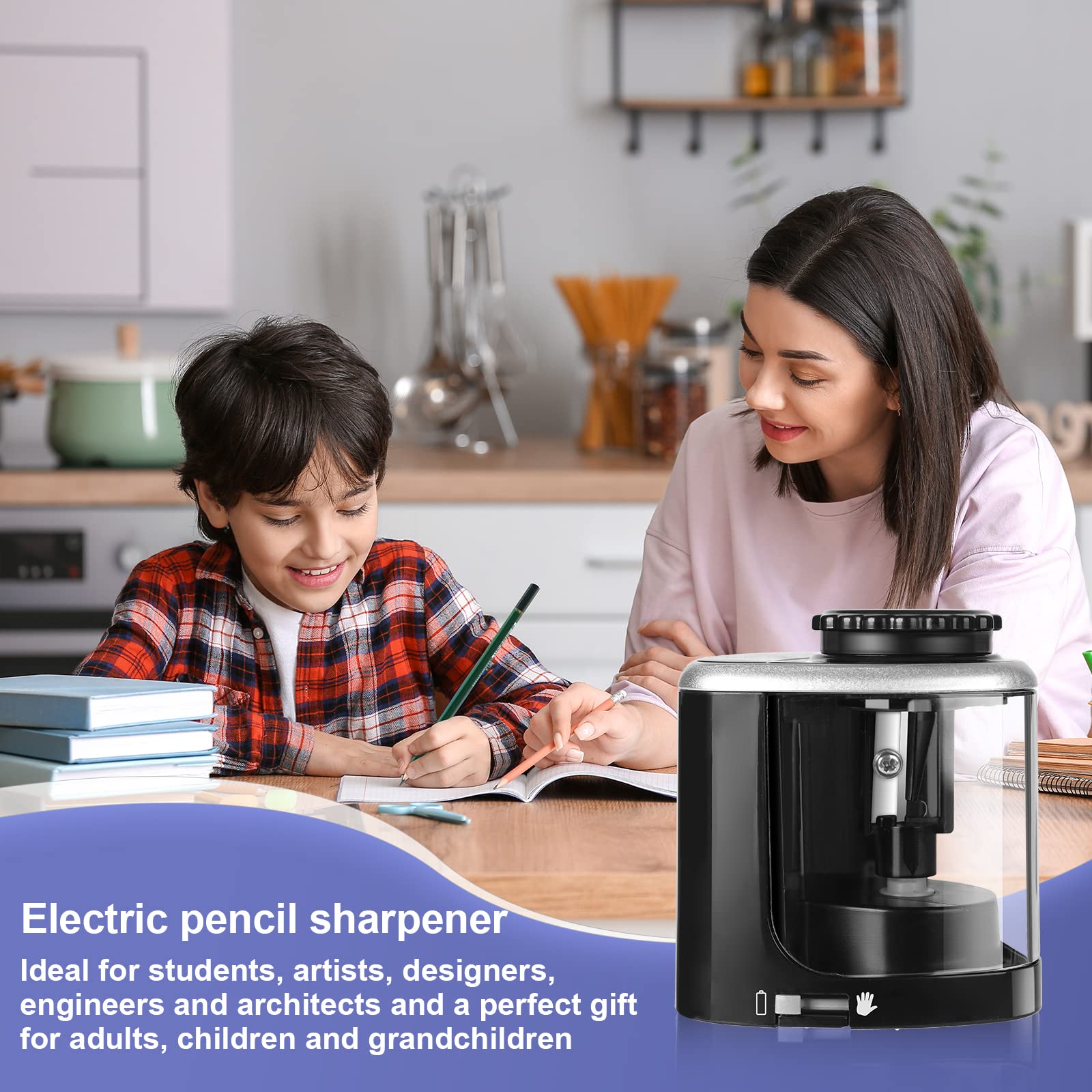 Climberty Electric Sharpener for Pencil, Pencil Sharpener with Durable Blade to Fast Sharpen, Battery Operated, Automatic Sharpener for No.2/Colored Pencils(6-8mm), Without Battery (Black)