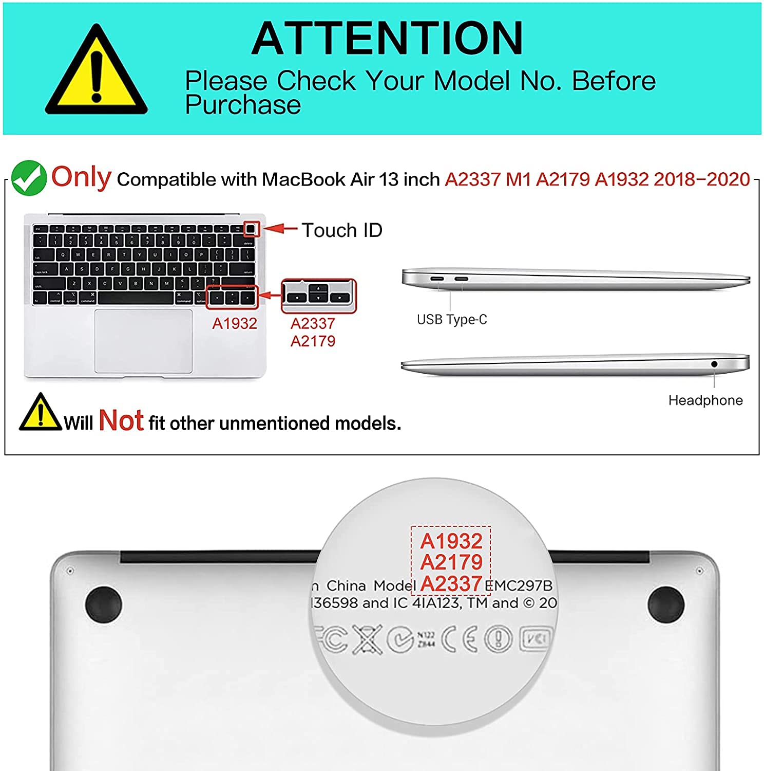 Verilux Laptop Cover 13.3 inch for MacBook Air M1 Case Cover Laptop Case Compatible with 2020/2019/2018 MacBook Air M1 A2337 A2179 A1932 MacBook Air Case Waterproof Laptop Protector Hard Case