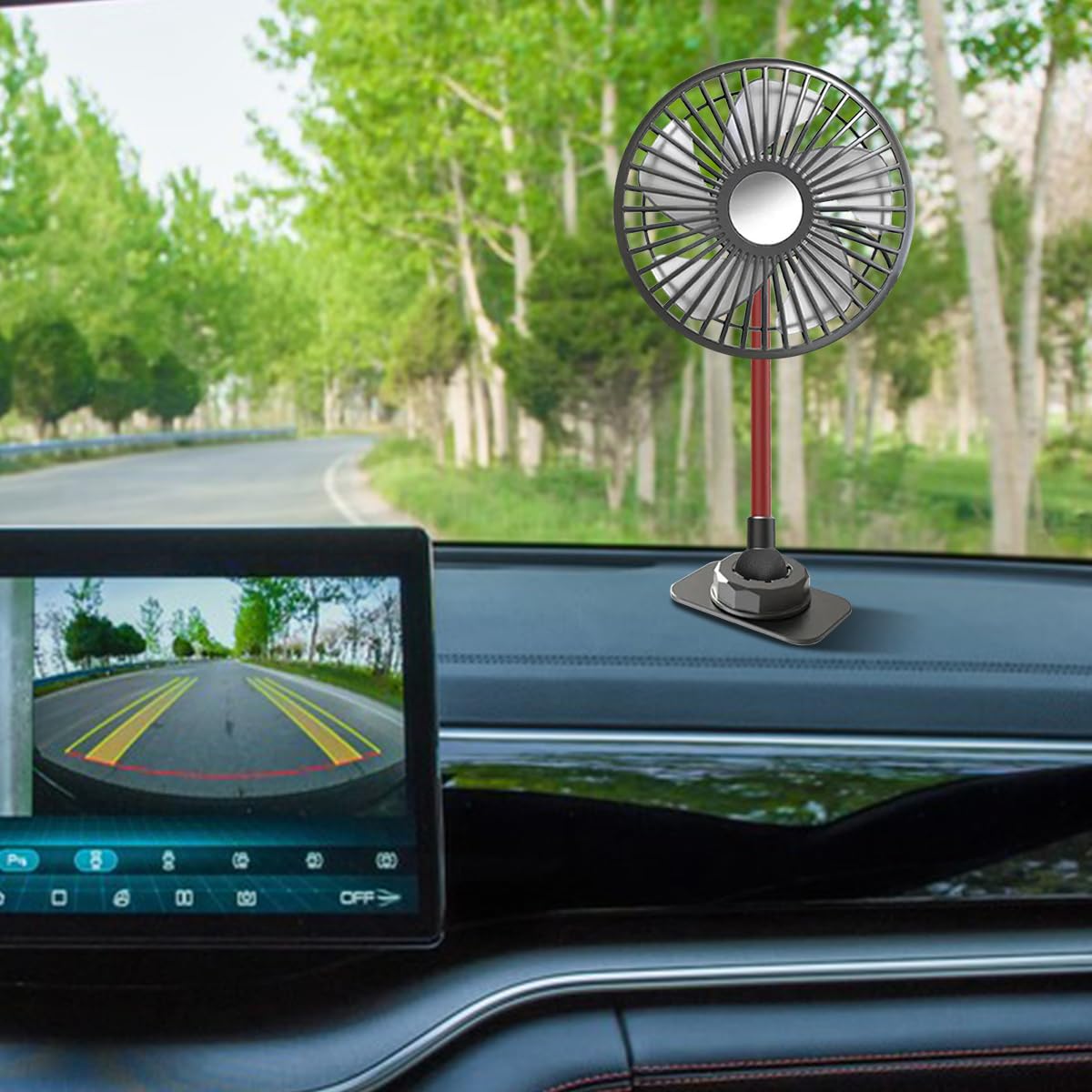 STHIRA Car Fan USB Fan for Car Headrest & Dashboard 5-Blade Strong Wind DC Fan with 3 Speed Settings 360° Flexible Arm & 1.8m Cable Mini Fan for Car Dual Installation Options Electric Fan