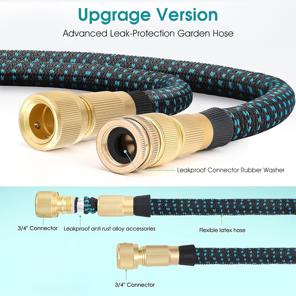 HASTHIP 15m Garden Hose Pipe with 10 Function Sprayer Gun, Expandable EVA Lightweight Anti-Kink Flexible Water Hose with Pressurized Nozzle Sprinkler for Home Garden Car Washing Pet Bathing