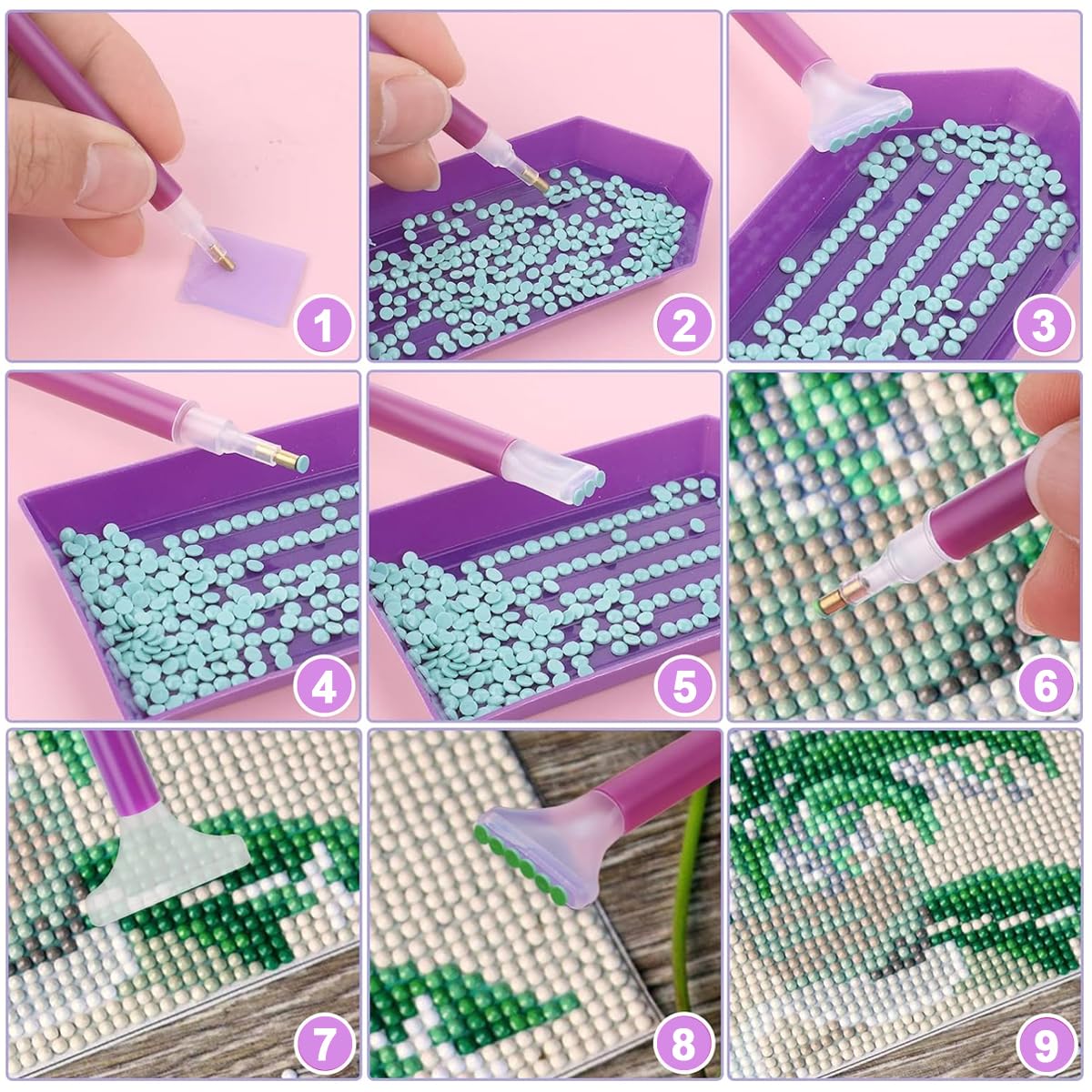 HASTHIP 46Pcs 5D DIY Diamond Painting Tools and Accessories Kits with Diamond Painting Trays and Pens, Tweezer, Clips, 28-grids Diamond Organizer, Diamond Art Painting Tool Kit (Without Diamonds)
