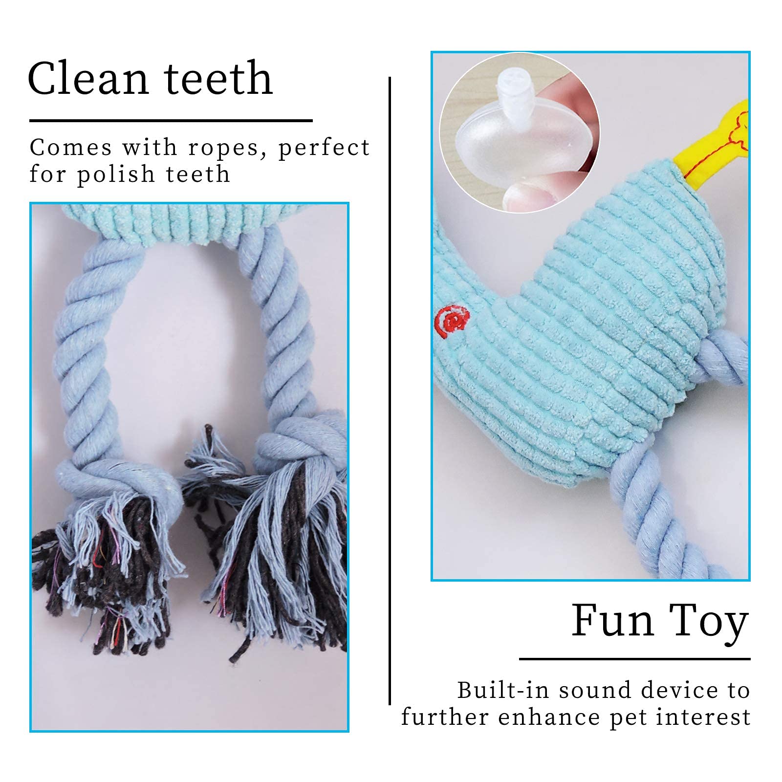 Qpets Pug Dog Soft Toy Dog Squeaky Toy Cute Fawn Natural Puppy Chew Toys Accessories for Teething Small Midium All Dogs Durable Dog Chew Teether Toy Plush Cute Animals Pet Toy