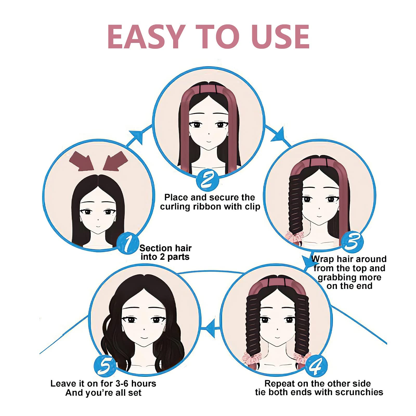 MAYCREATE Hair Curlers Heatless for Women Long Hair no Heat Hair Curler Curlering Hair Sleeping Soft Headband Wave Formers Hair Rollers DIY Hair Styling Tools for Long Medium Hair