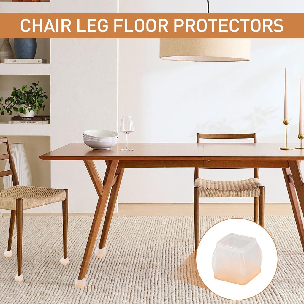 HASTHIP 16Pcs Chair Leg Floor Protectors, Furniture Leg Protectors with Felt, Protect The Floor from Scratches, Mobile Table Leg pad for Tilting Legs & Vertical Legs of 3.2x2.2~4.2x3cm
