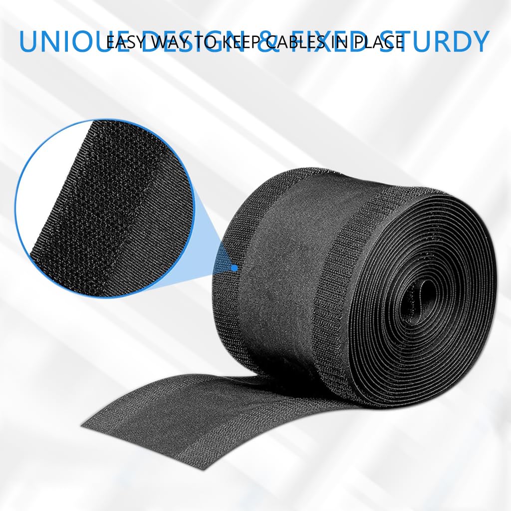 HASTHIP® 3.3ft Floor Cable Cover, 3.93 Inches Width Self-Adhesive Hook and Loop Cable Protector, Cable Grip Floor Cable Cover Cords Cable Protector Cable Management Only for Commercial Office Carpet