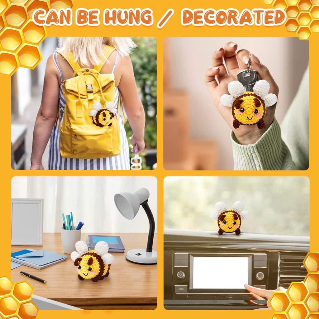 HASTHIP Crochet Kit For Beginners, Complete Small Bee Animal Kit With High-Quality Materials & Step-by-Step Video Tutorials, Ideal For Craft Lovers, Perfect DIY Gift