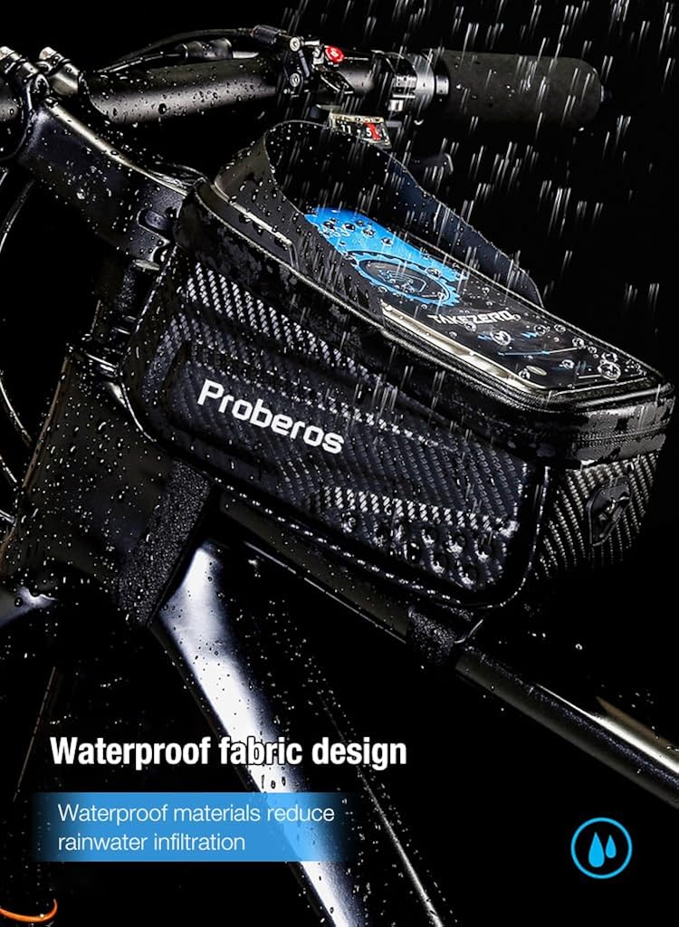Proberos® Bicycle Storage Bag with 6.8'' Waterproof TPU Touch Screen & Double Zipper Design, Cycle Mobile Holder for All Phones Upto 6.8 Inches Accessories 3 PCS