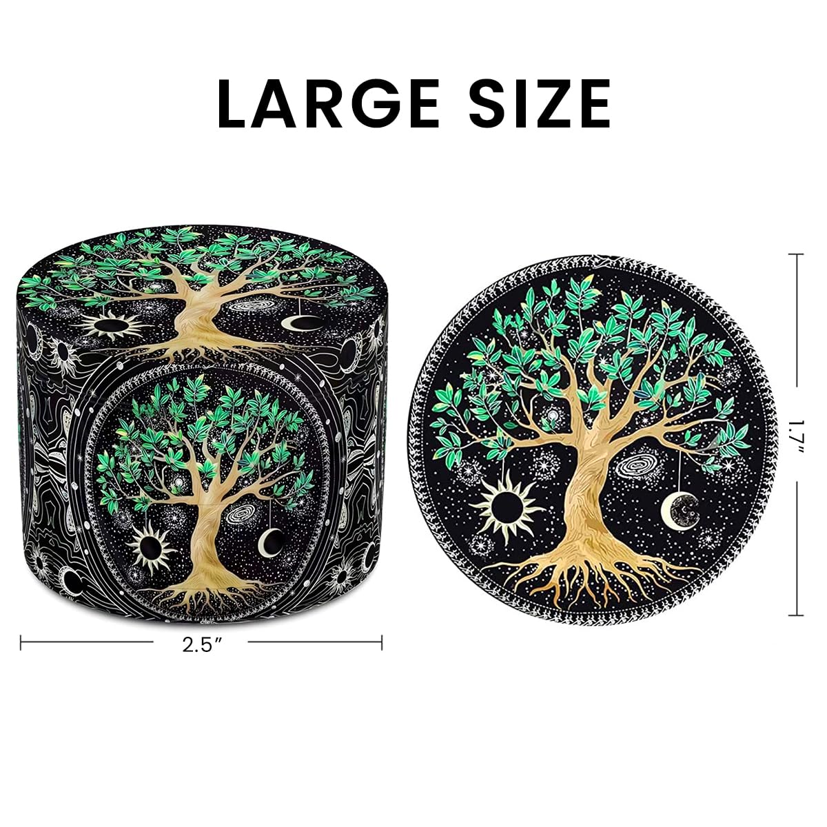 Supvox Tree of Life Herb Storage Grinder Zinc Alloy Spice Mill with Precision Teeth, 4-Layer Design, Aesthetic Kitchen Tool for Herbs & Spices