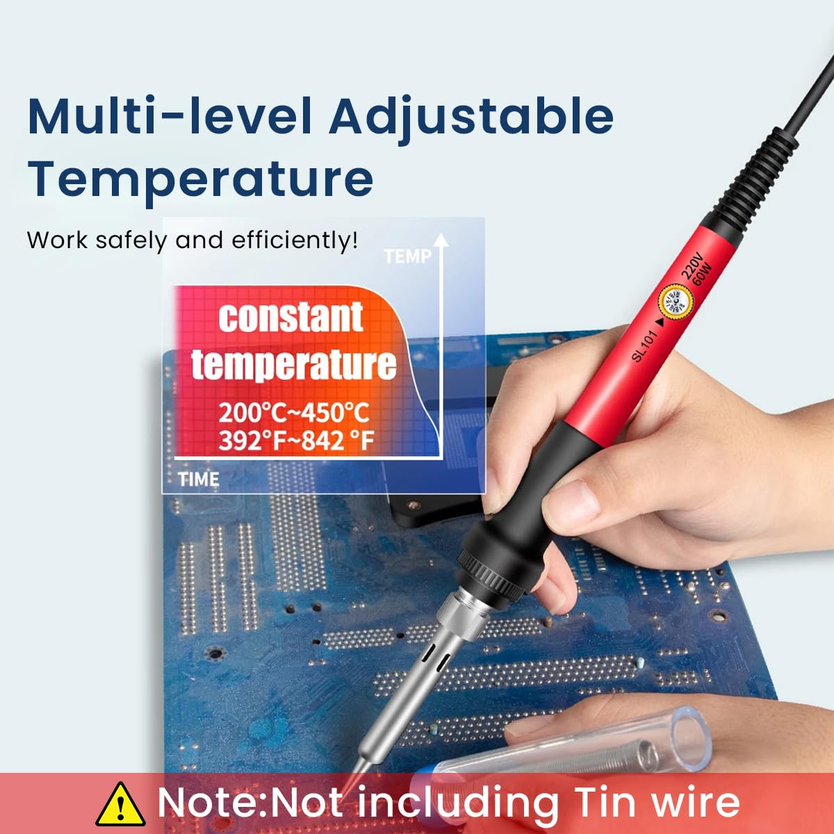 Serplex Soldering Iron Kit with Multimeter, 60W LCD Digital Display Welding Tool 180-500 Degree Soldering Tool Kit with 5Pcs Solder Iron Tips Comprehensive Soldering Set for Electrical Repairs
