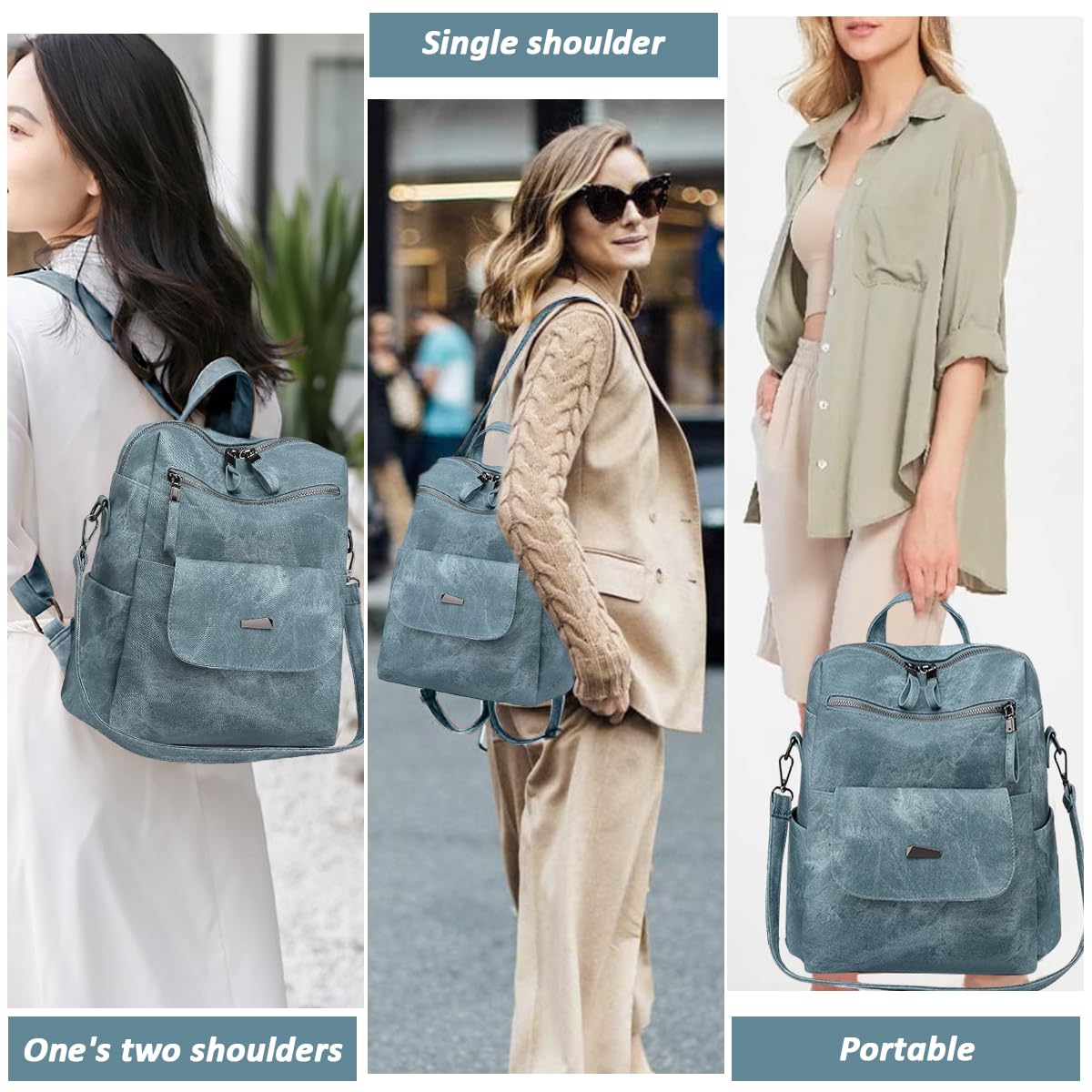 PALAY Women Backpack Waterproof Anti-Theft Lightweight PU Fashion Travel Multipurpose Convertible Purse Shoulder Bag