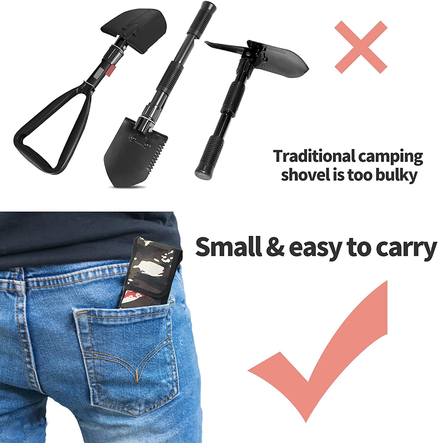 HASTHIP All-in-One Sturdy Multifunction Gardening Shovel, Durable Versatile Digging Tool with Firm Grip Ideal for Compost Mixing, Agriculture, Plant Care & Gifting (Multi-Tool Design)