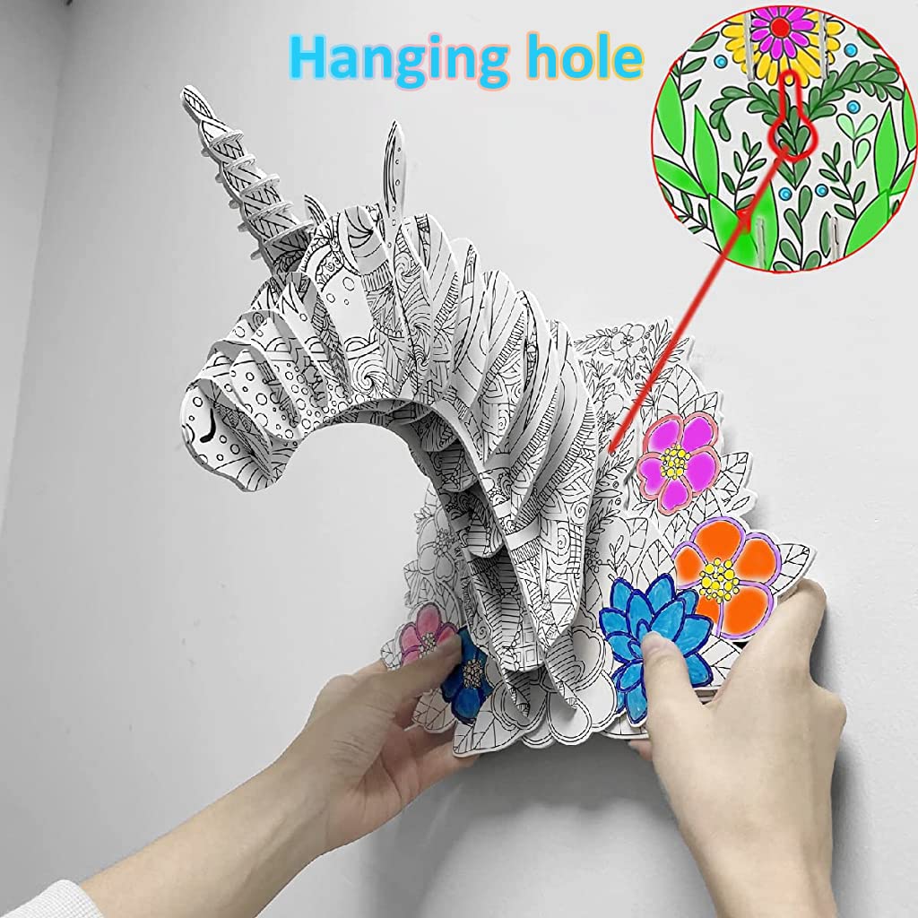 PATPAT 32Pcs Elephant 3D Puzzle for Kids Adults, Coloring Puzzle Game for Kids 7 to 10 Years with 10 Marker Pens, DIY Assembly Puzzle Elephant Toy Creative Arts and Crafts Kit DIY Painting Puzzle Set