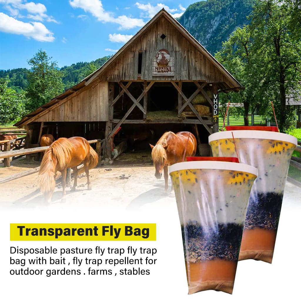 HASTHIP 2Pcs Disposable Fly Catcher Bag for Insects, Whiteflies, Aphids, Leaf Minor, Thriphs, Non-chemical Safe Fly Trap Bag for Fruit Tree Kitchen, Hangable Fly Trap for Insect in Garden & Farm
