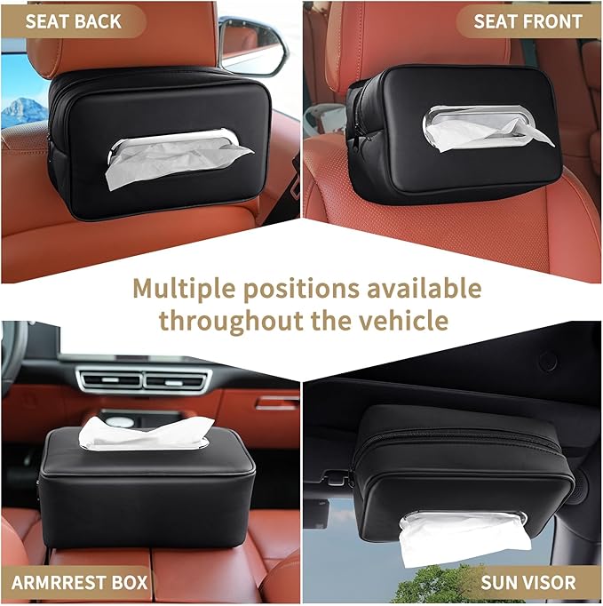 STHIRA® Upgraded Car Tissue Holder Premium PU Leather Tissues Box Cover