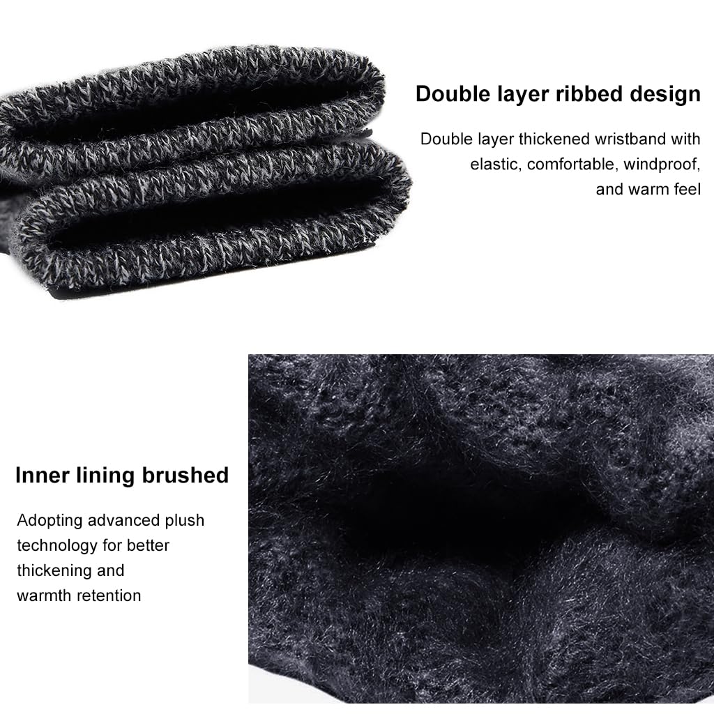 GUSTAVE Winter Gloves with Touchscreen Fingertips Winter Outdoor Warm Knit Glove Anti-slip Palm Gloves Design Soft Knit Lining Stylish Winter Gloves for Men Women