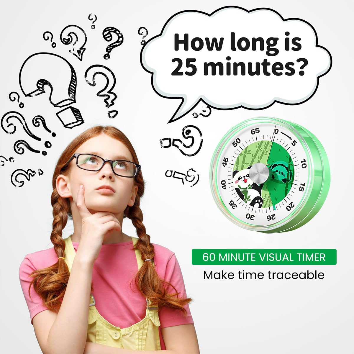 HASTHIP Kitchen Timer 60-Minute Manual Timer Cartoon Panda Mechanical Timer No Battery Timer Countdown Timer Reminder Mechanical Timer for Cooking, Studying