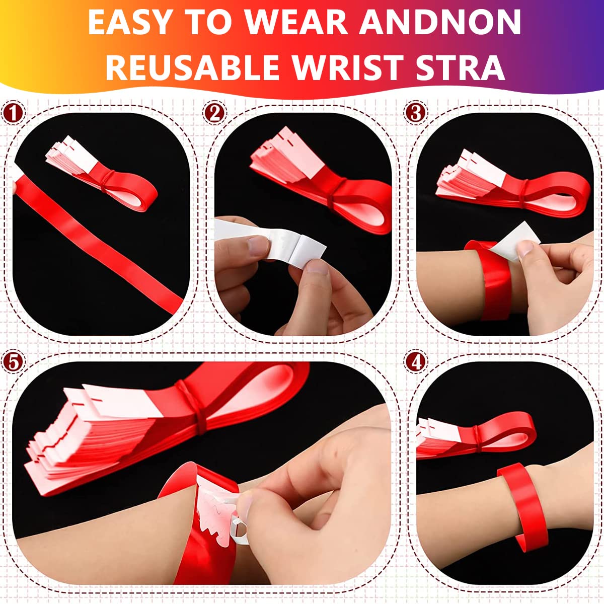 HASTHIP 300 Pack Paper Wristbands Neon Wrist Bands for Events Variety Neon Wrist Bands Lightweight Concert Wristbands Colored Waterproof Hand Bands for Party(100*Red+100*Orange+100*Yelllow)