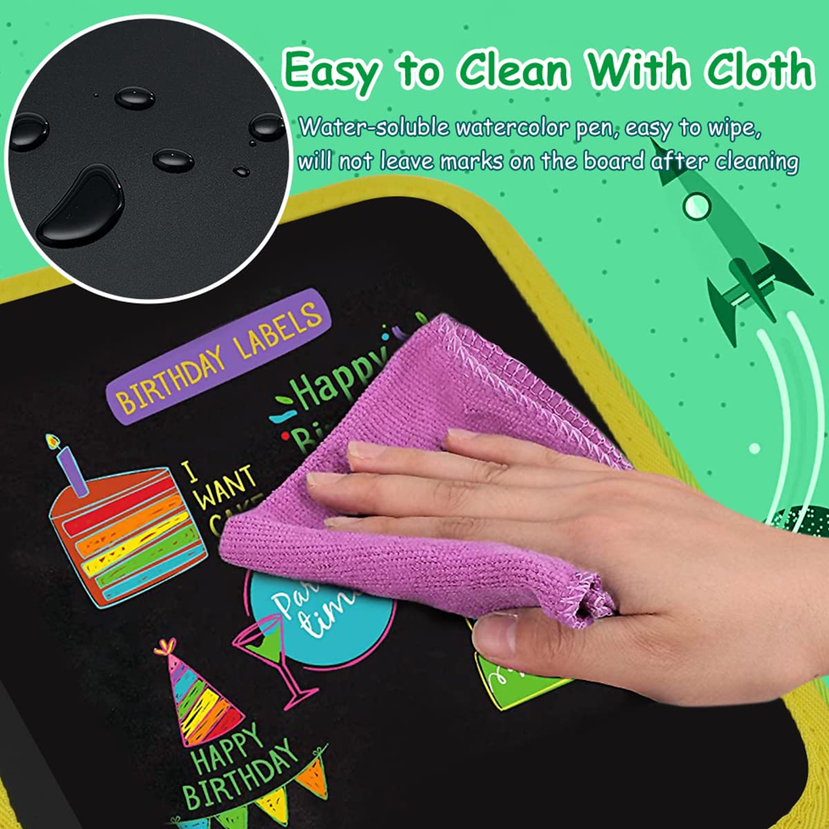 PATPAT Erasable Doodle Book for Kids Big Size, Magical Drawing Book 14 Pages Reusable Drawing Pads with 12 Water-Soluble Chalk Markers, Portable Busy Board Drawing Board for Kids Boys Girls
