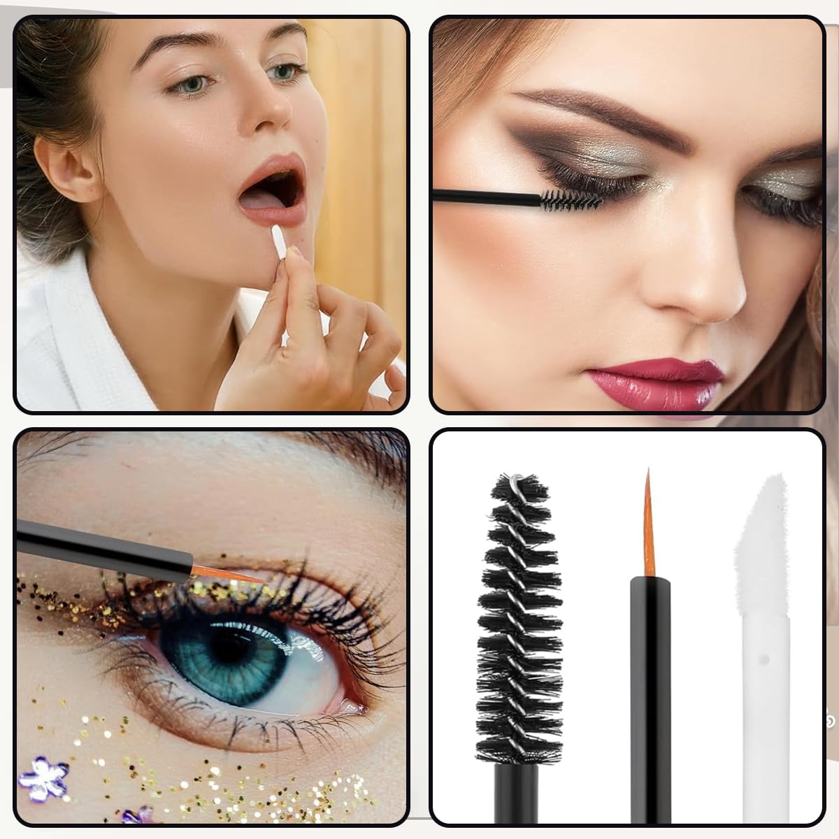 MAYCREATE 3Pcs 10ML Empty Mascara Tube, Eyeliner Tube and Lip Gloss Tubes, Lip Gloss Tubes with Wand, Eyeliner Tube with Rubber Inserts and Funnels, Airless Pump Bottles Travel Foundation Container