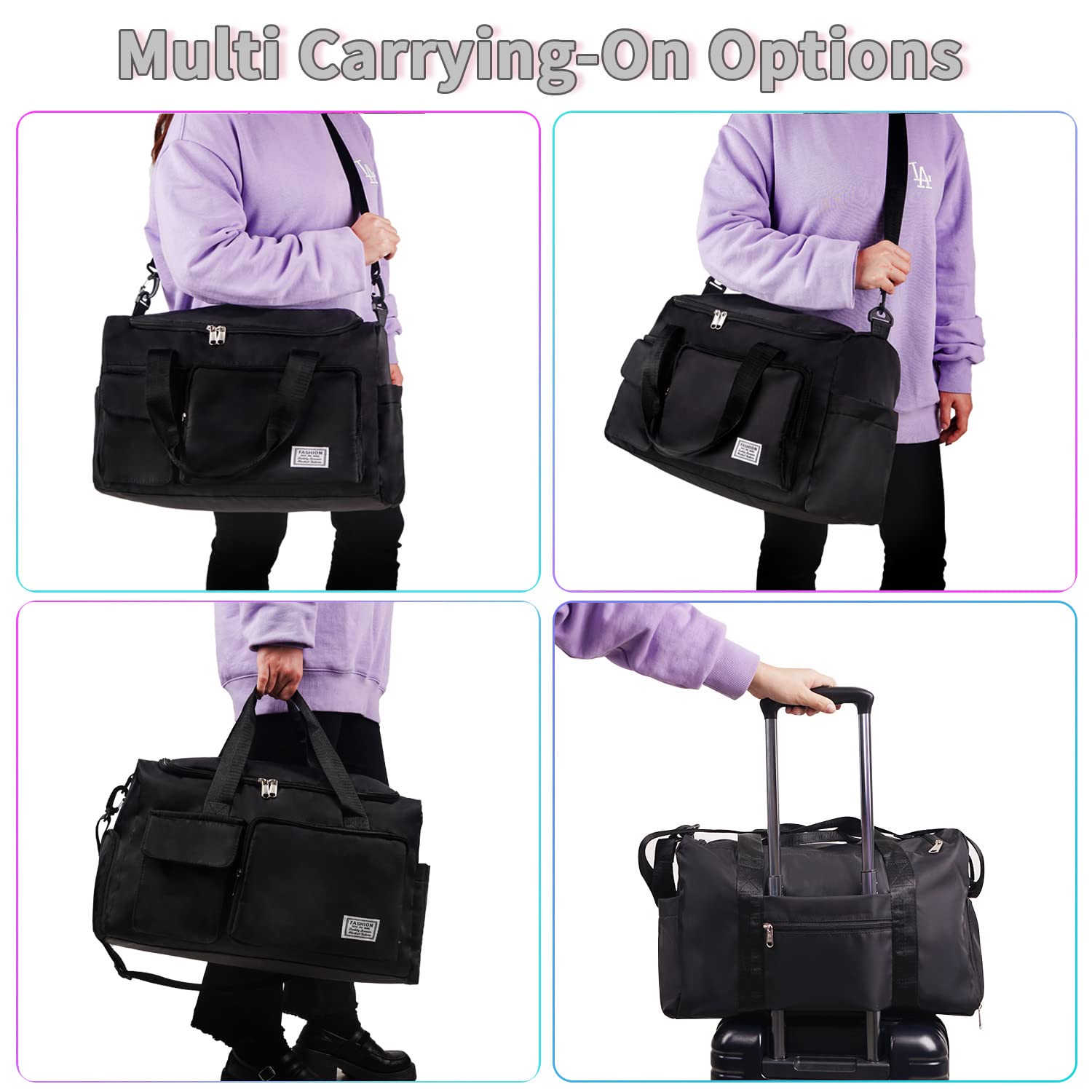 PALAY Travel Duffle Bag for Women Luggage Storage Crossbody Travel Bags with Shoes Compartment Sports Gym Bag with Dry and Wet Separate Pocket Outdoor Weekend Bags for Men Training Handbag