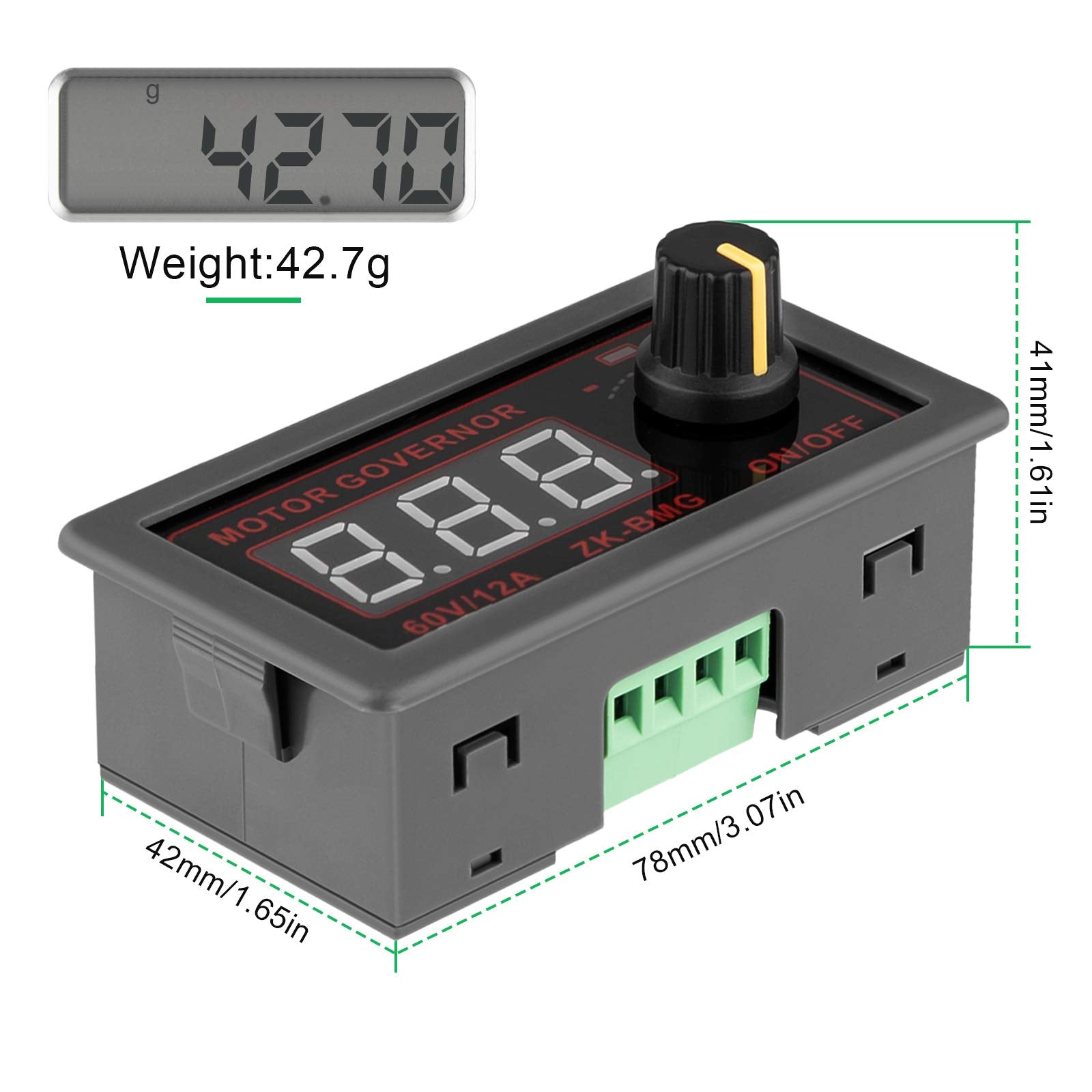Serplex DC Motor Speed Controller PWM Speed Controller DC Motor Controller Current Speed Regulator DC 12V/24V/60V 500W Electric Motor Speed Control Regulator with LCD Display and Speed Control Potentiometer