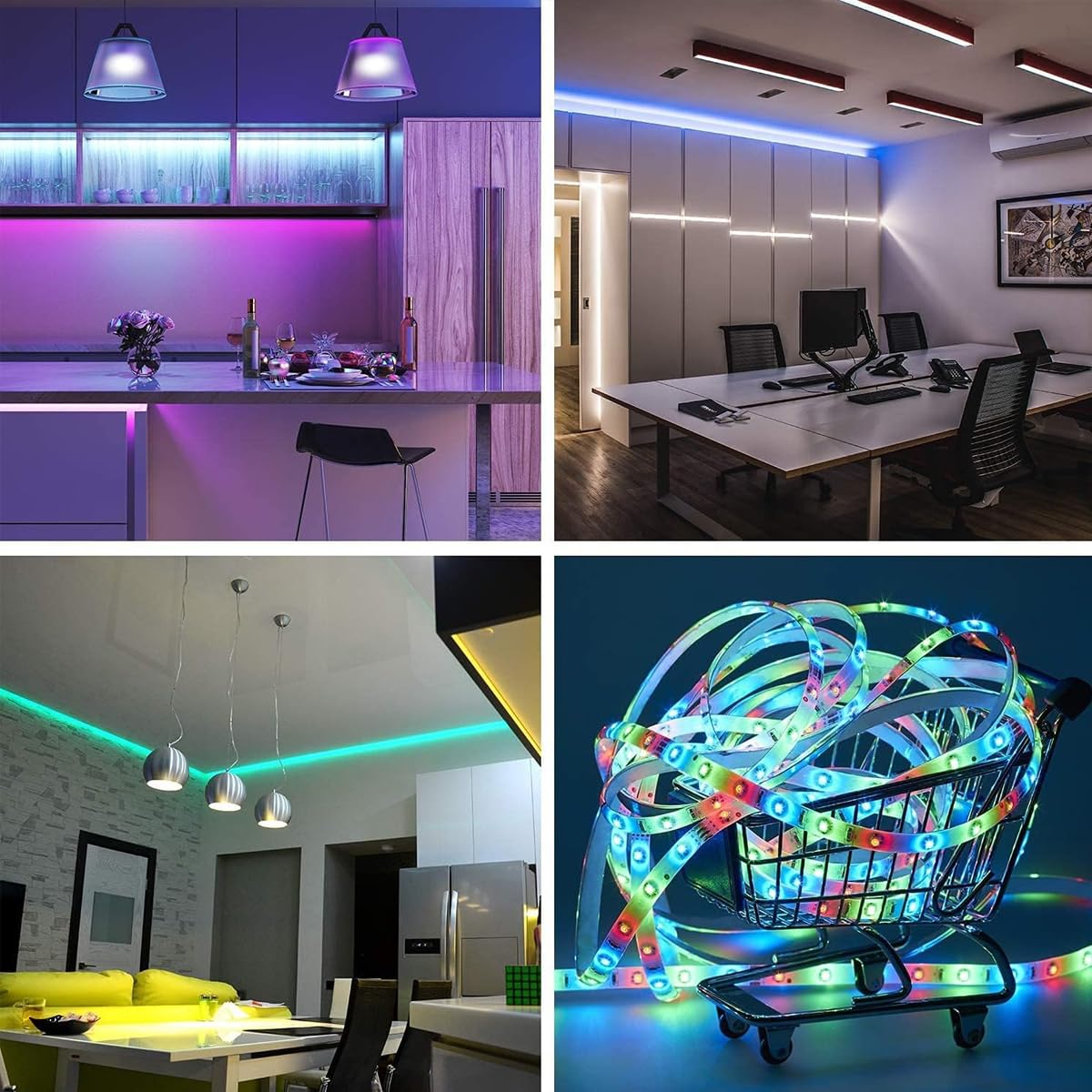 ZIBUYU 4 Pin RGB LED Strip Connector Kit for 5050 10mm Light Strip, Includes RGB Extension Cable, LED Strip Jumper, 2 Way Splitter Cable, 'L'&' T' Shape Connector, Gapless Connectors, LED Strip Clips