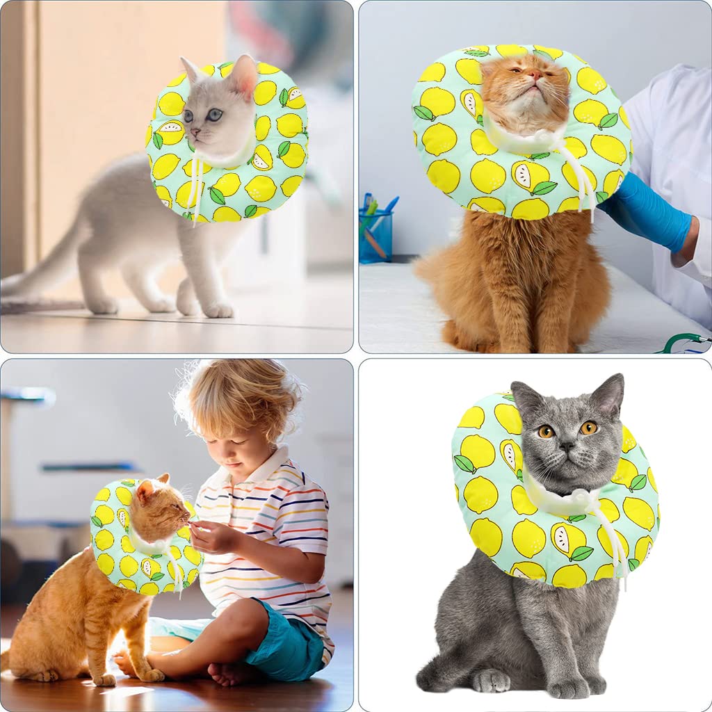 Qpets Cat Cone Collar Comfy & Soft Padded Cotton Cat Recovery Collar Adjustable Size Machine Washable, After Surgery for Anti-Licking Cat Cone Collar, Surgery Recovery Collar for Pet (S, 16-23cm)