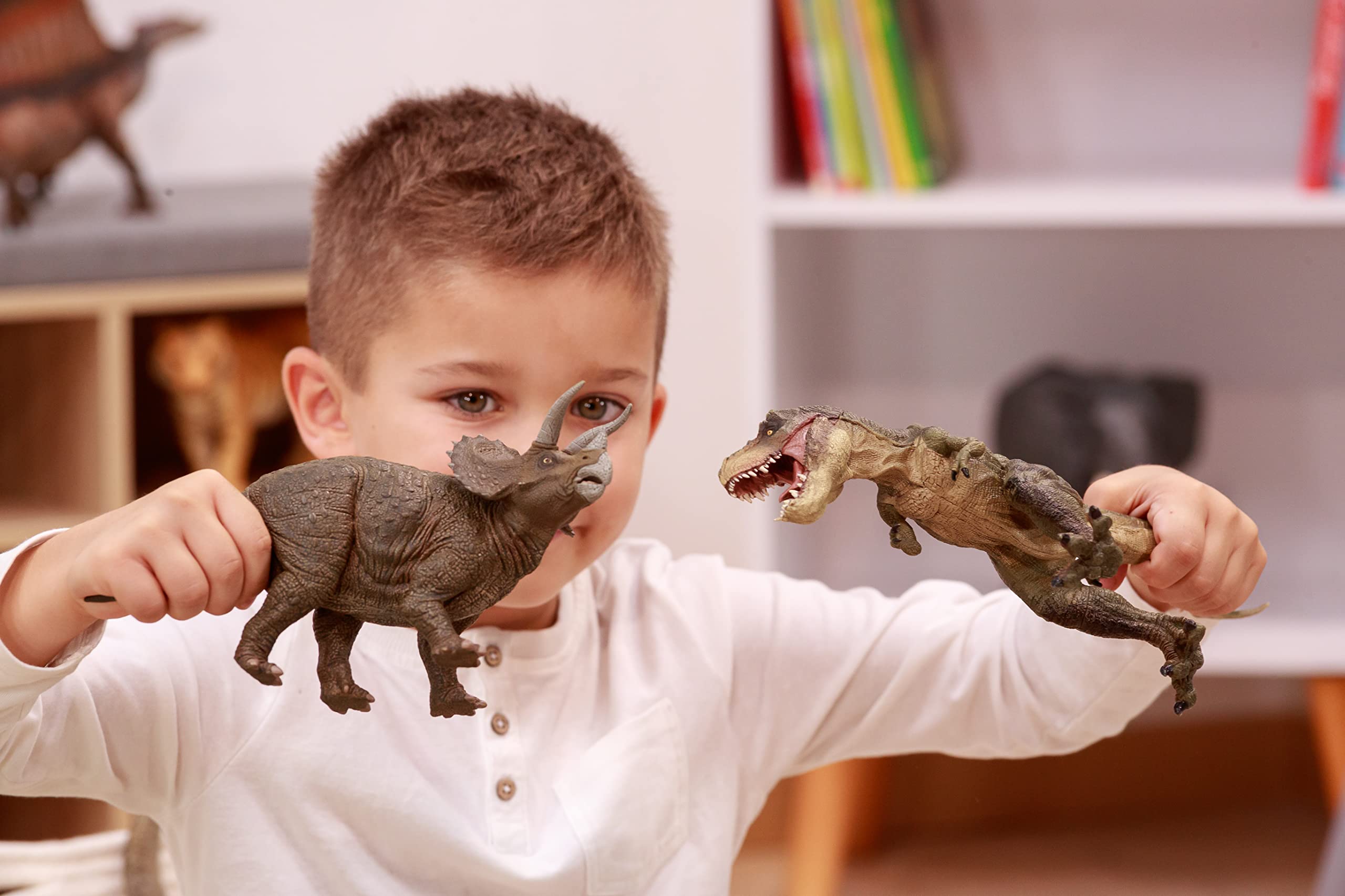 PATPAT Dinosaur Toys for Kids Big Size, Ceratosaurus Toy with Movable Mouth, Realistic Jurassic Dinosaur Park Figurines Gift Dinosaur Toys for Kids (Ceratosaurus,10.4*3.9in)