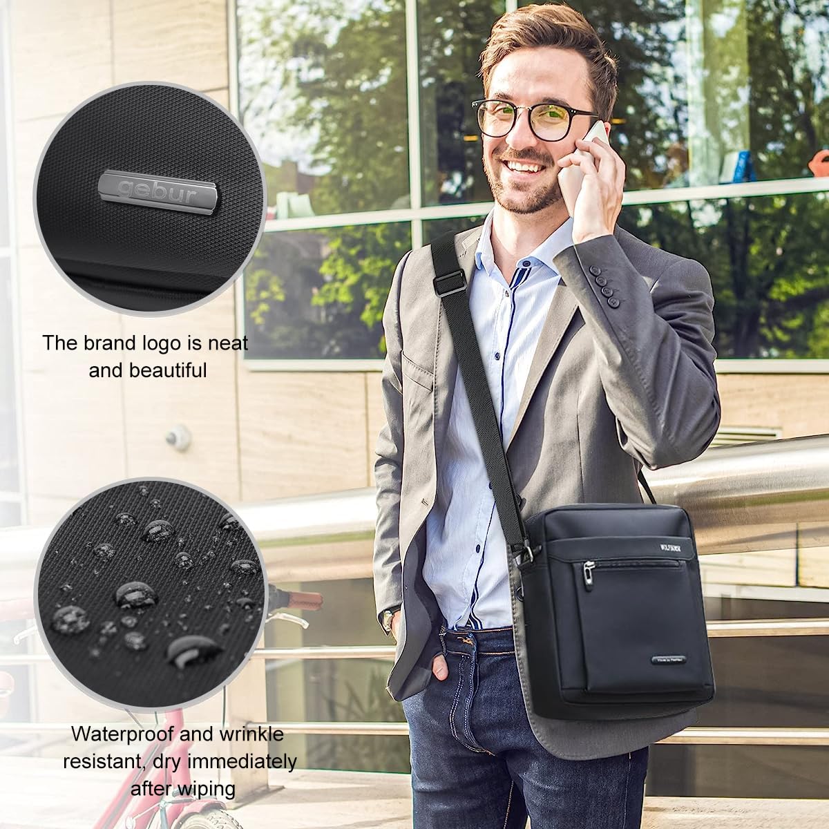 GUSTAVE Sling Bag for Men wtih Adjustable Strap, Waterproof & Anti-Scratch Large Capacity Shoulder Bag Crossbody Bags, Messenger Bag, Stylish Side Bag for College