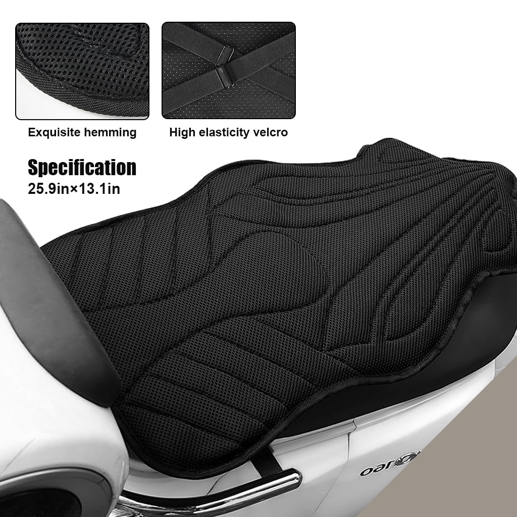 STHIRA Motorcycle Seat Cushion Two Seat Universal Motorcycle Seat Cushion 3D Shock Absorption Seat Cushion Motorcycle Seat Pad Motorcycle BikeSeat Cushions for Long Drive