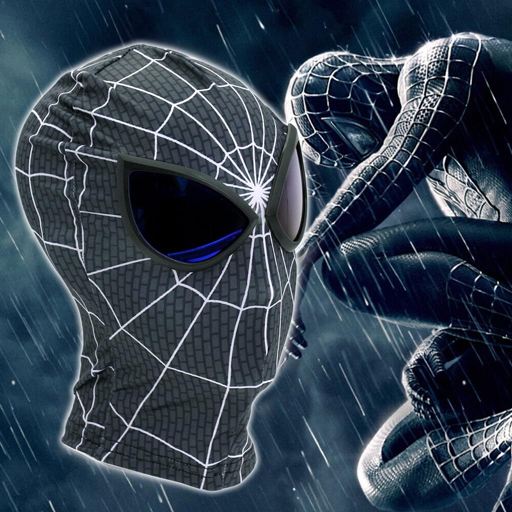 FANCYKU 3D Spider-Man Mask, Spiderman Masks Spider Man Cosplay Costumes Superhero Lenses, Superhero Costume Mask for Adult Kids, Role Play Masks for Halloween Christmas (Black White)