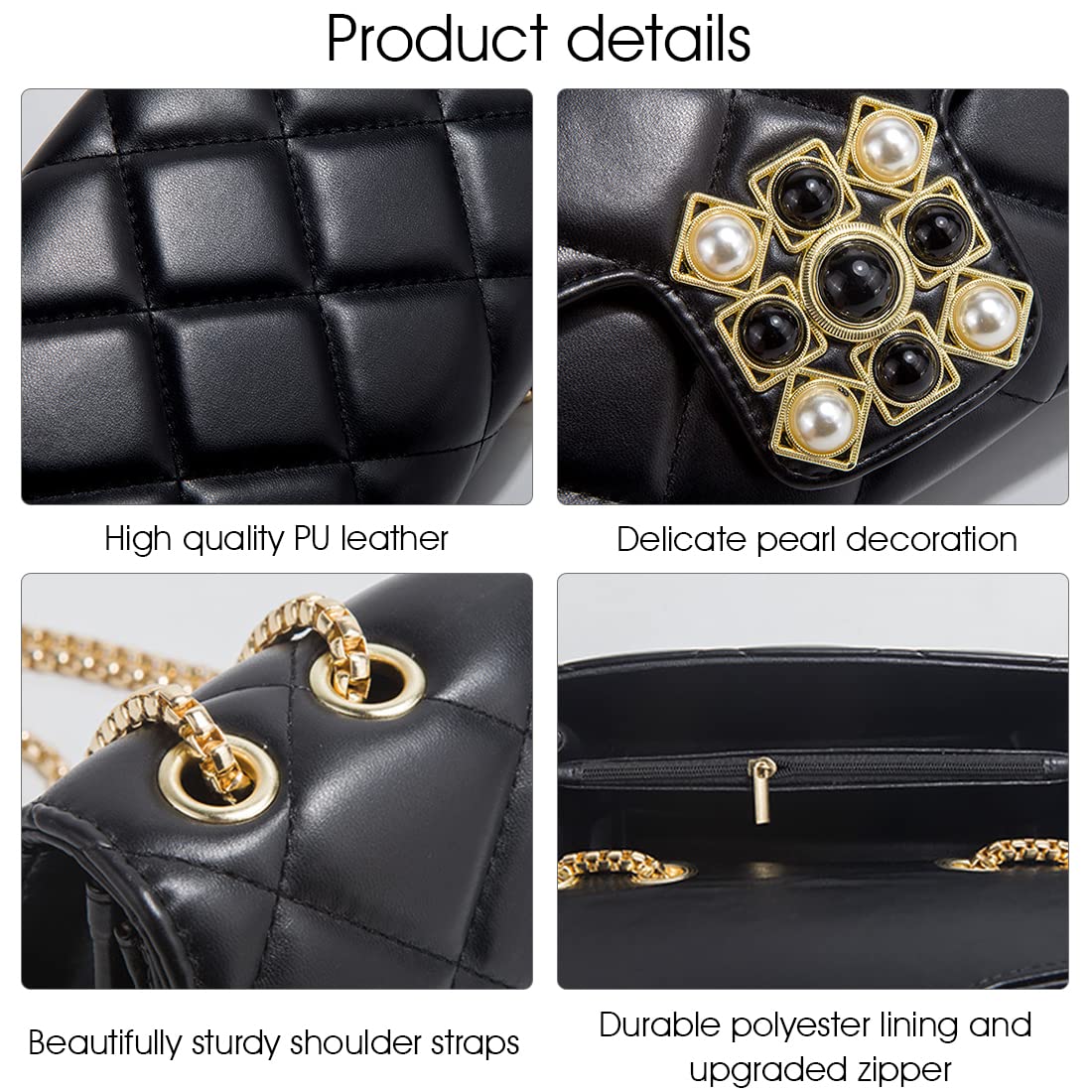 PALAY Small Sling Bags For Women PU Leather Tote Handbag with chain for Girls Ladies Purses Classic Tote Crossbody Bag for Girls