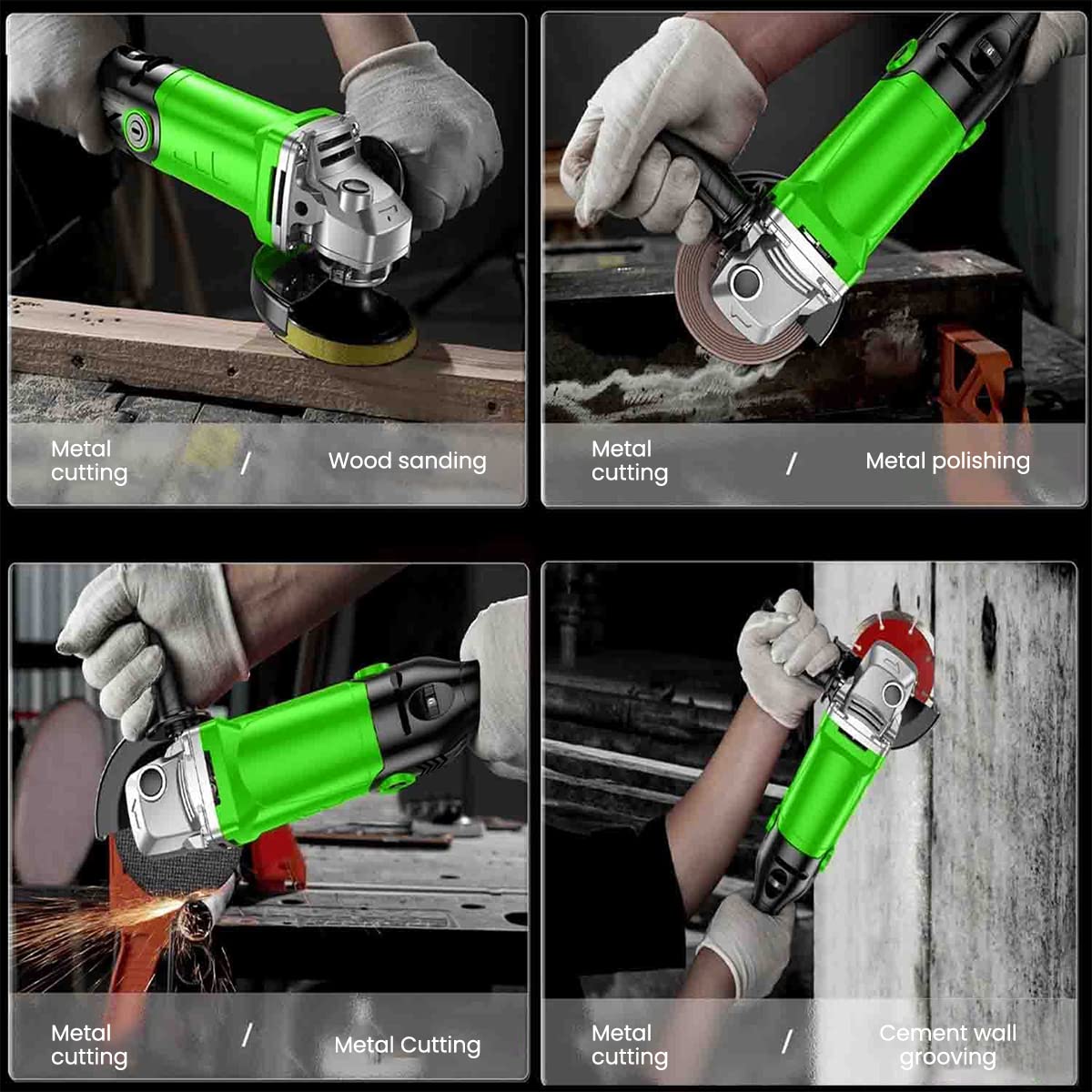 Serplex 850W Angle Grinder Machine for Grinding, Polishing and Cutting, Load 2000W Grinders Power Tools, 6 Speeds 11000 RPM Electric Metal Grinder with Handle, Wheel Guards, Etc